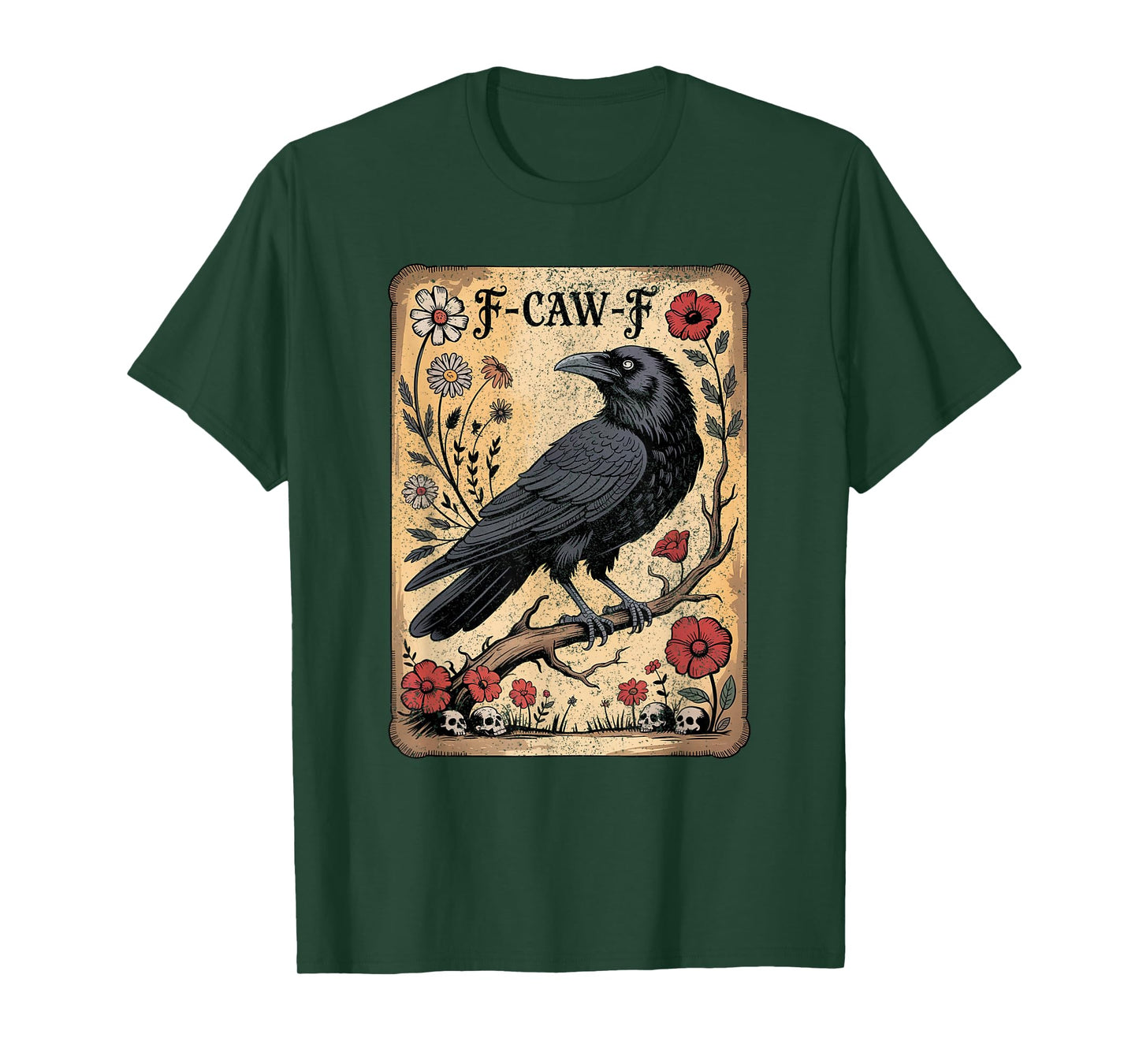 Black Crow, F-Caw-F Funny Black Bird Moon Gothic Adult Humor T-Shirt