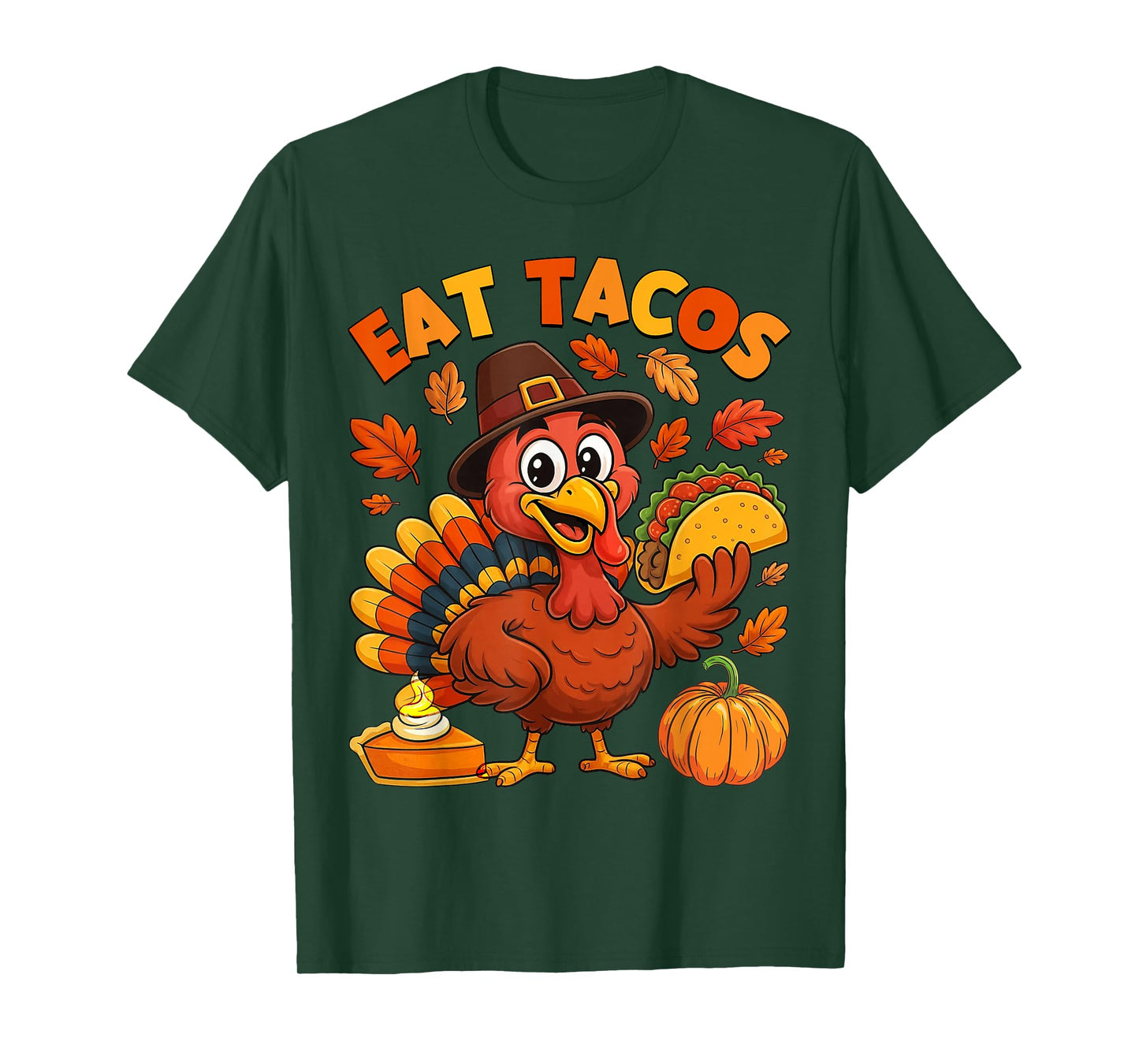 Thanksgiving Funny Mexican Turkey Eat Tacos Women Men Kids T-Shirt