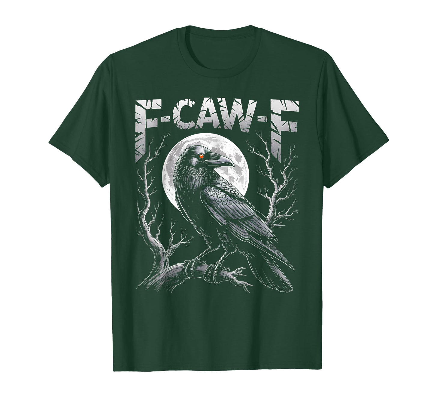 Black Crow F-Caw-F Funny Black Bird Moon Gothic Adult Humor T-Shirt