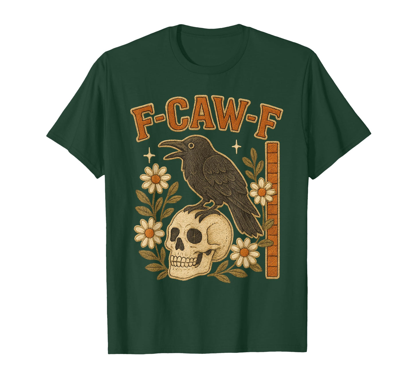 Funny F-Caw-F Raven Moon Gothic Vintage Crow Floral T-Shirt