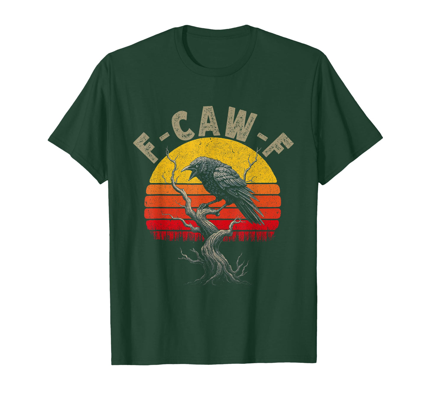 Black Crow F-Caw-F Full Moon Gothic Witchy Adult Humor Men T-Shirt