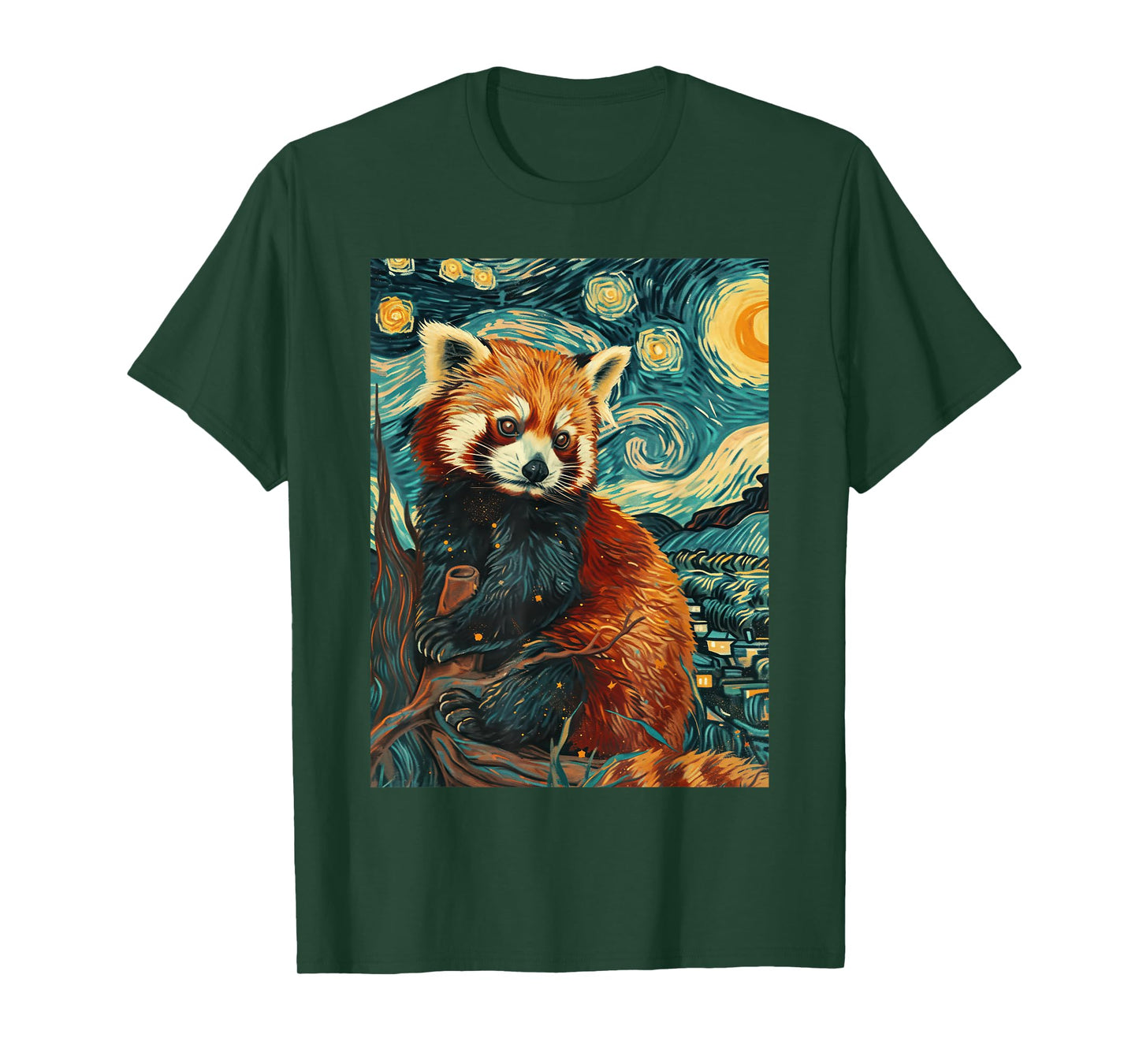 Red Panda Starry Night Van Gogh Graphic T-Shirt