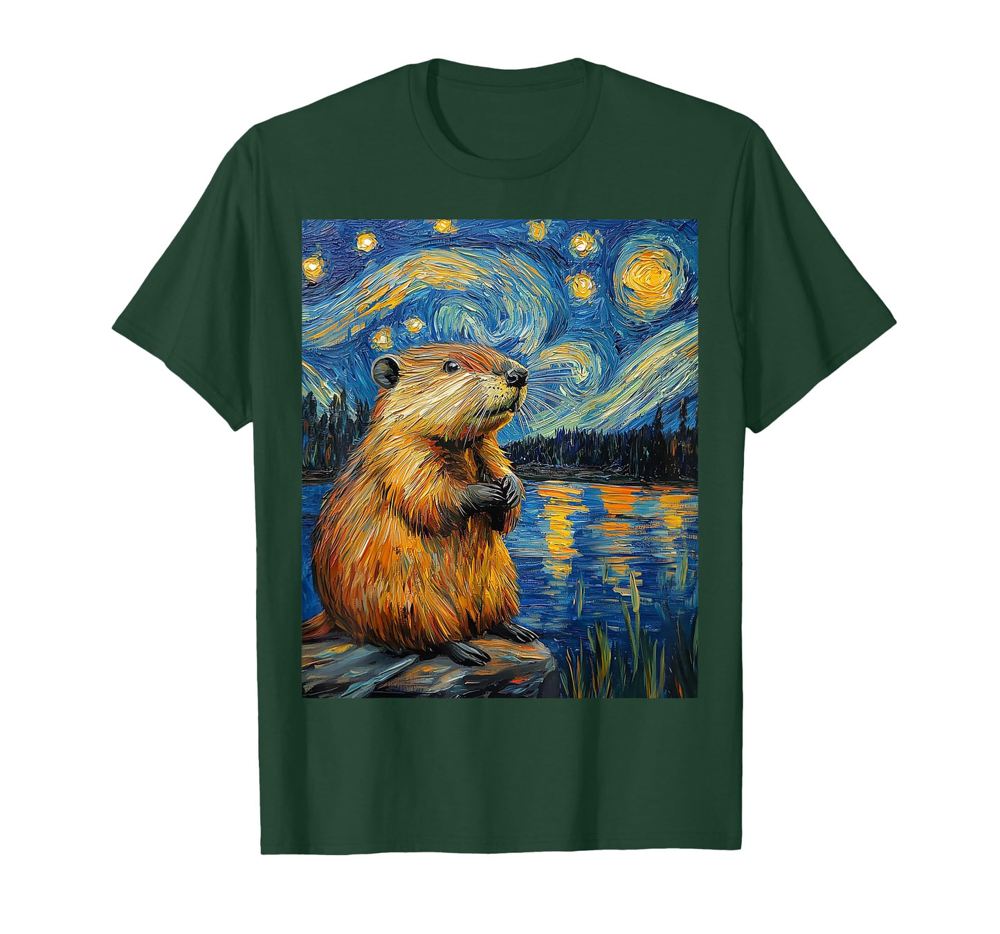Beaver - Van Gogh Style - Starry Night Graphic T-Shirt