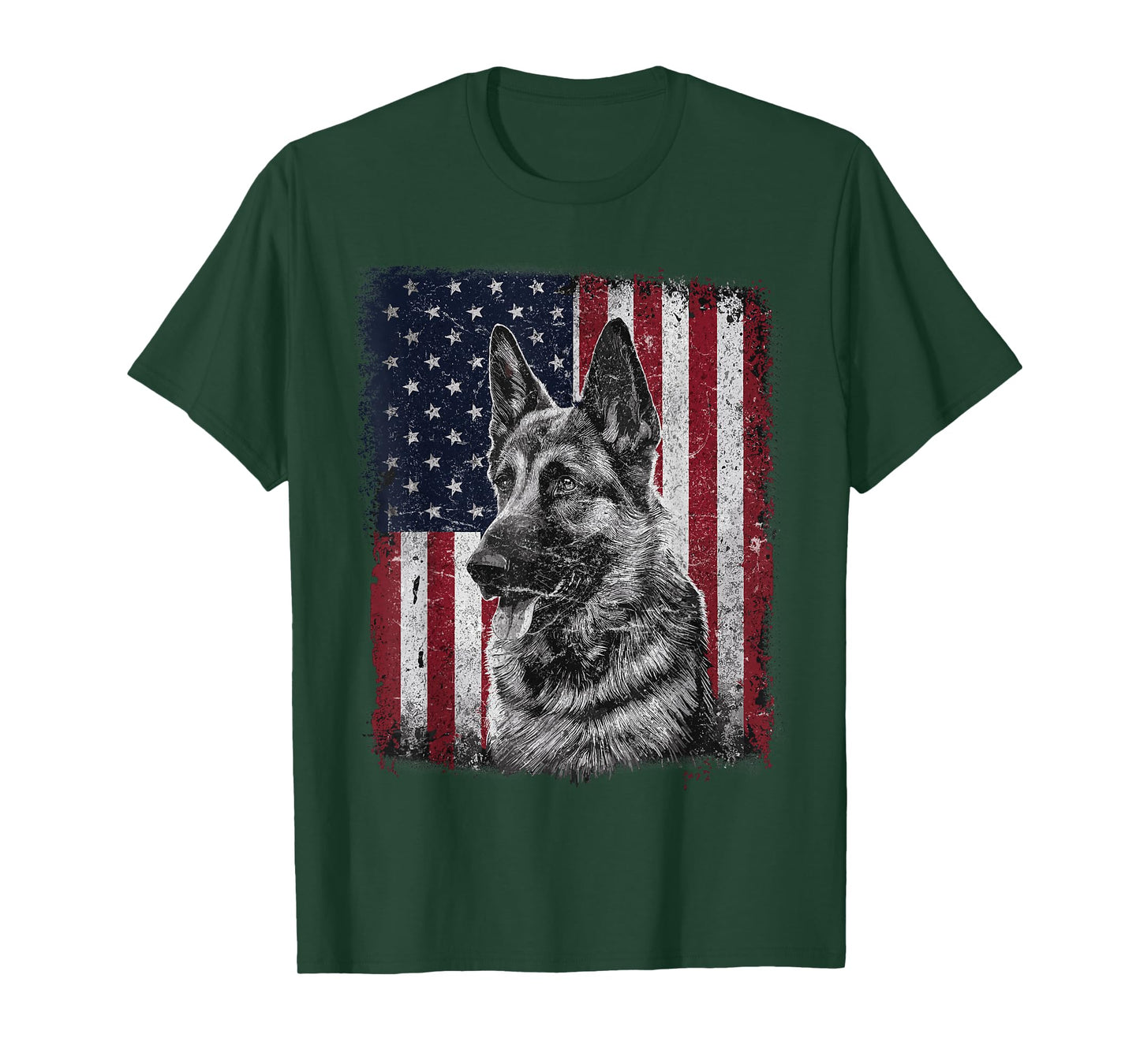 Patriotic German Shepherd Dog American Flag 4th of July T-Shirt