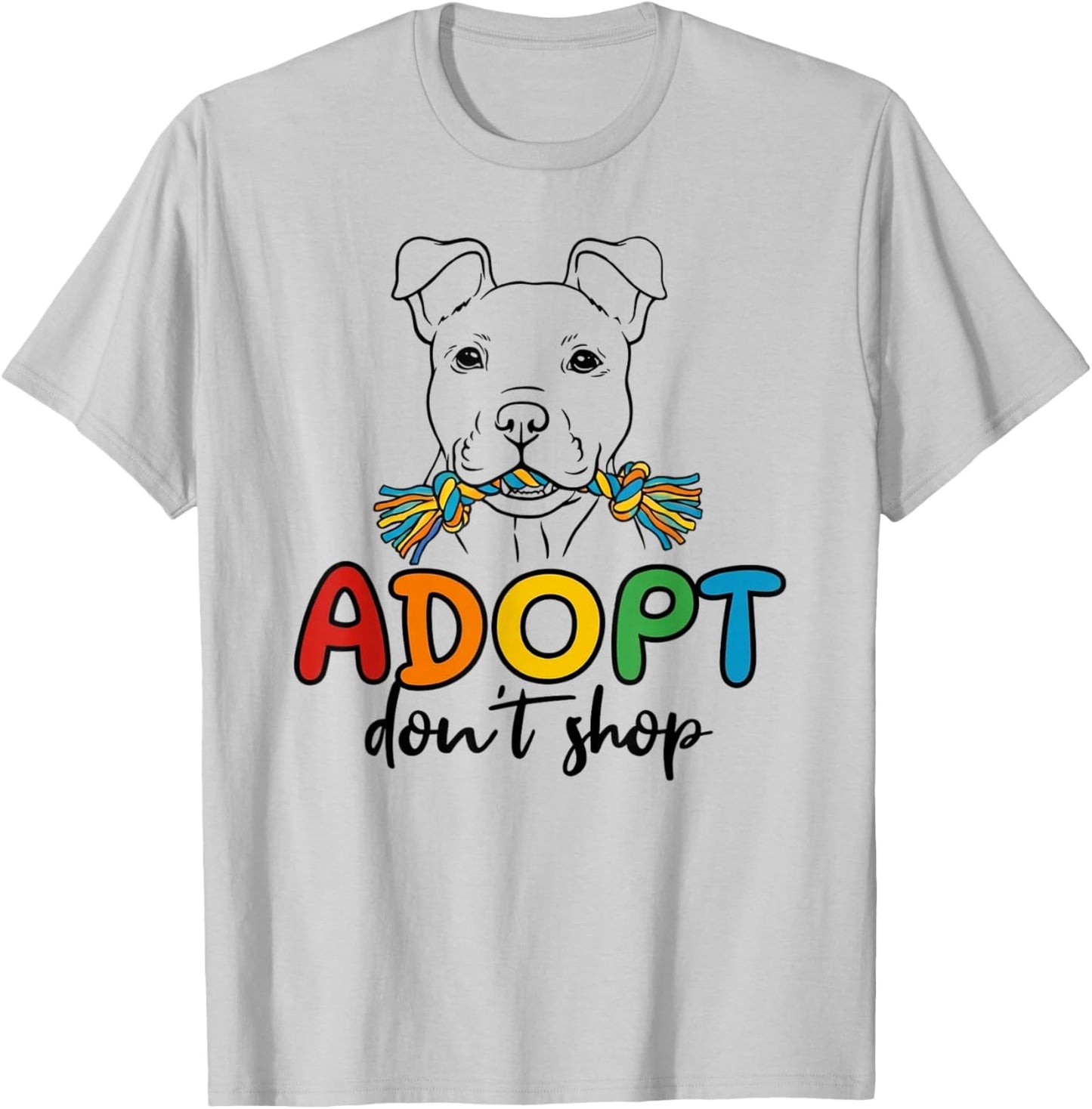 Adopt Don't Shop Rescue Awareness, Colorful Cute Rescue T-Shirt T-Shirt - T-Shirt | Ash