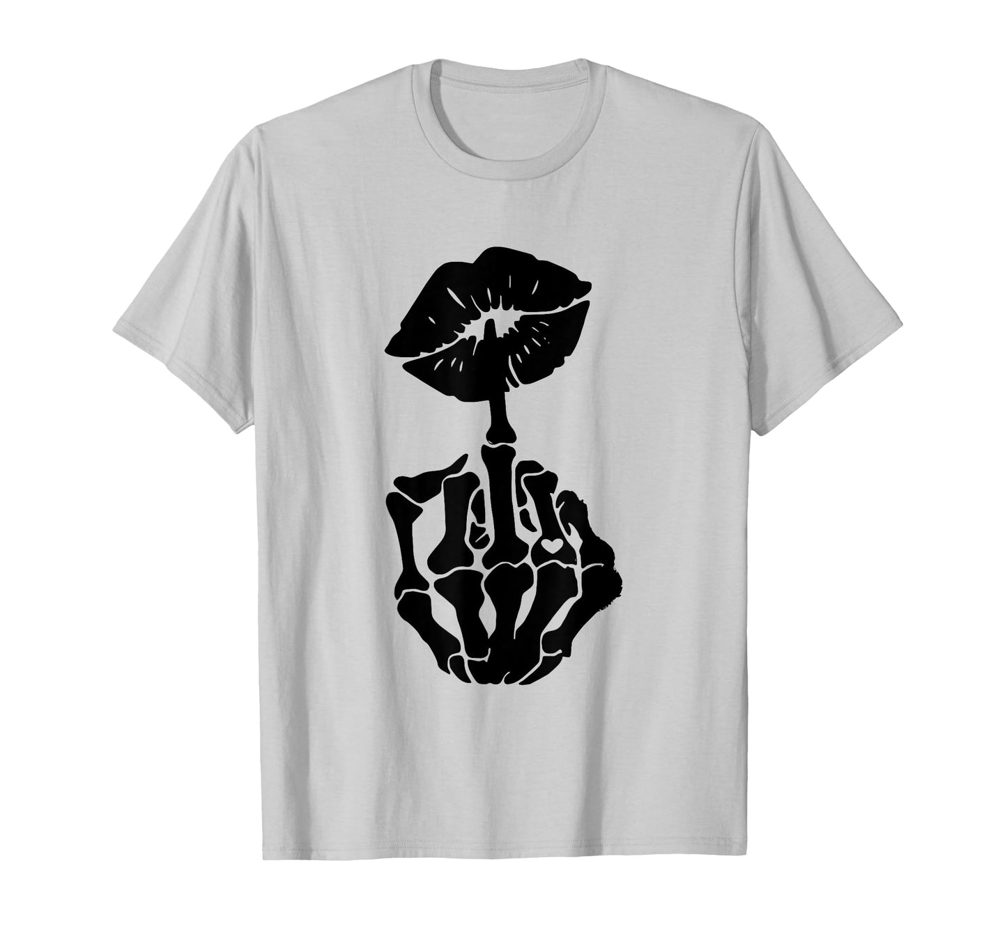 Halloween Retro Skeleton Hand Middle Finger Lips Funny T-Shirt