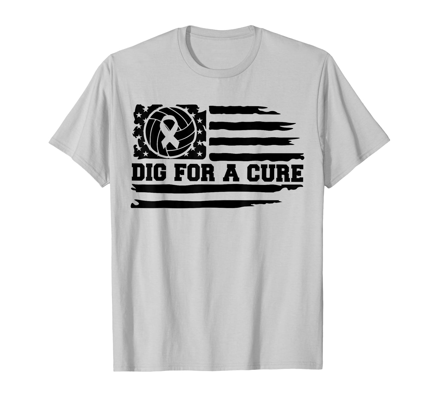 Dig For A Cure Breast Cancer Volleyball Pink American Flag T-Shirt for Women Kids Men