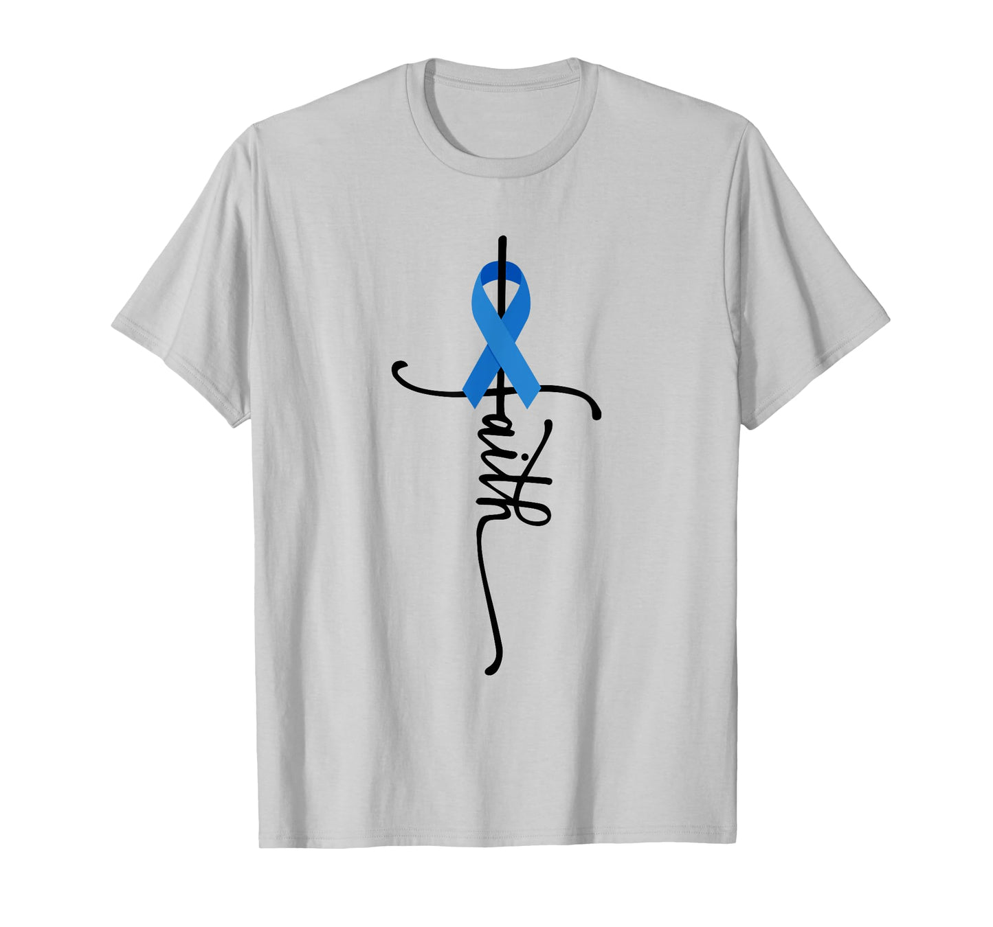 Colon Cancer Awareness Colon Cancer Faith T-Shirt - Grey, Unisex, Short Sleeve, Small