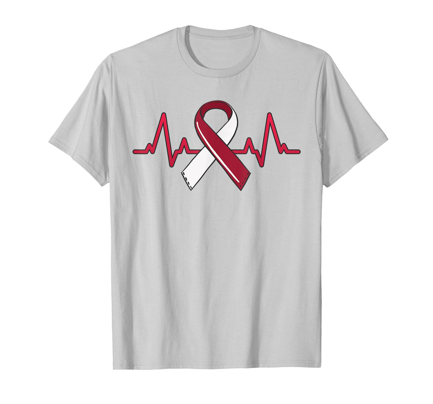 Oral Head And Neck Cancer Heartbeat Throat Burgundy Ribbon T-Shirt