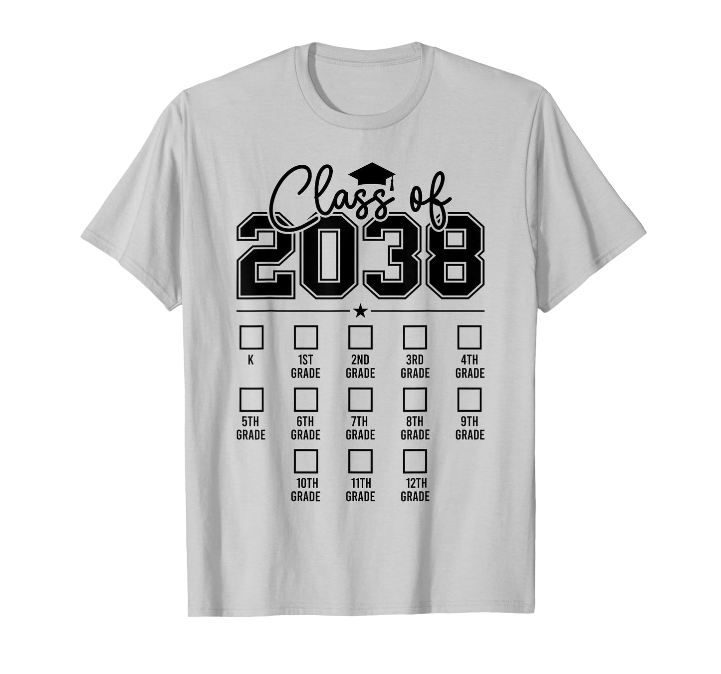 Class of 2038 Grow With Me Funny Kindergarten Back To School T-Shirt