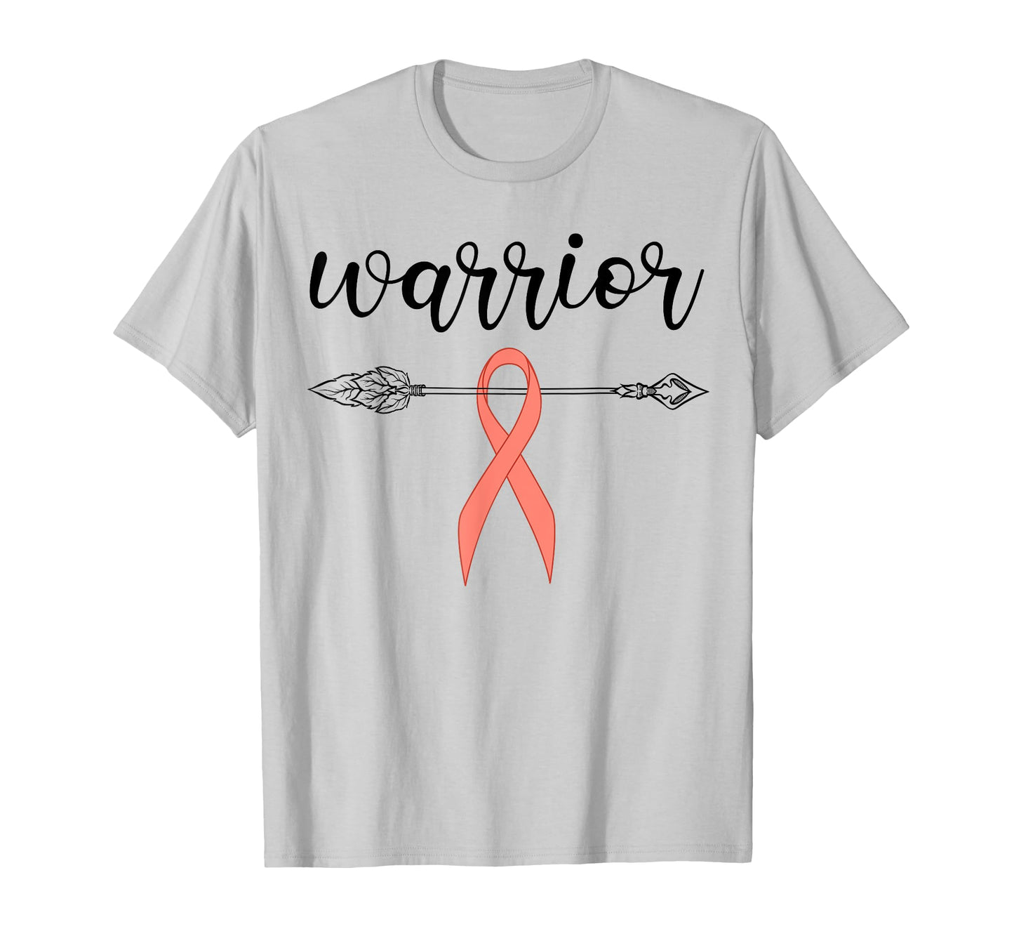 Warrior Survivor Fighter Peach Ribbon Warrior Uterine Cancer T-Shirt