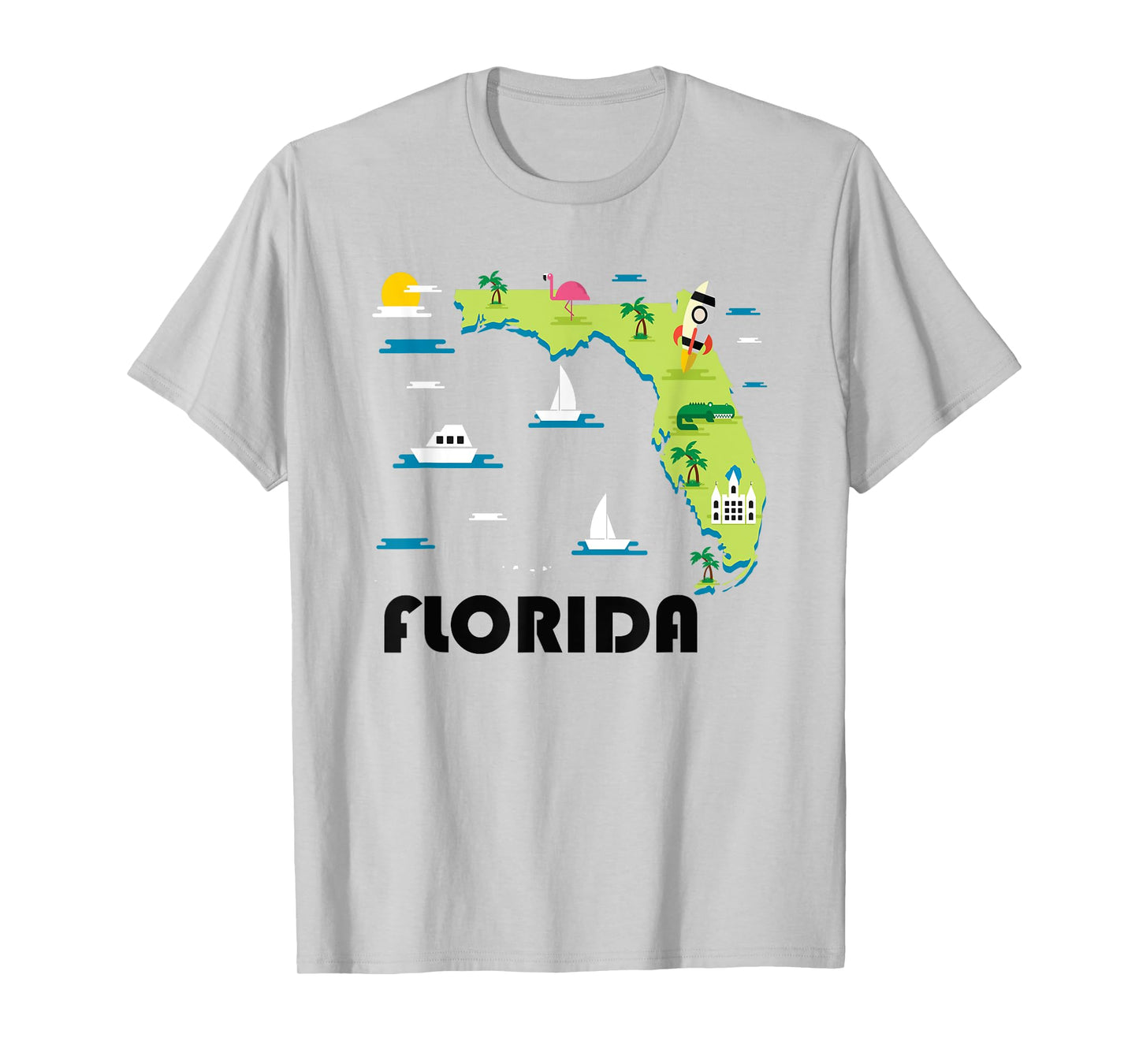 Florida State Home T-shirt Vintage Map Tourist Tee Shirt T-Shirt