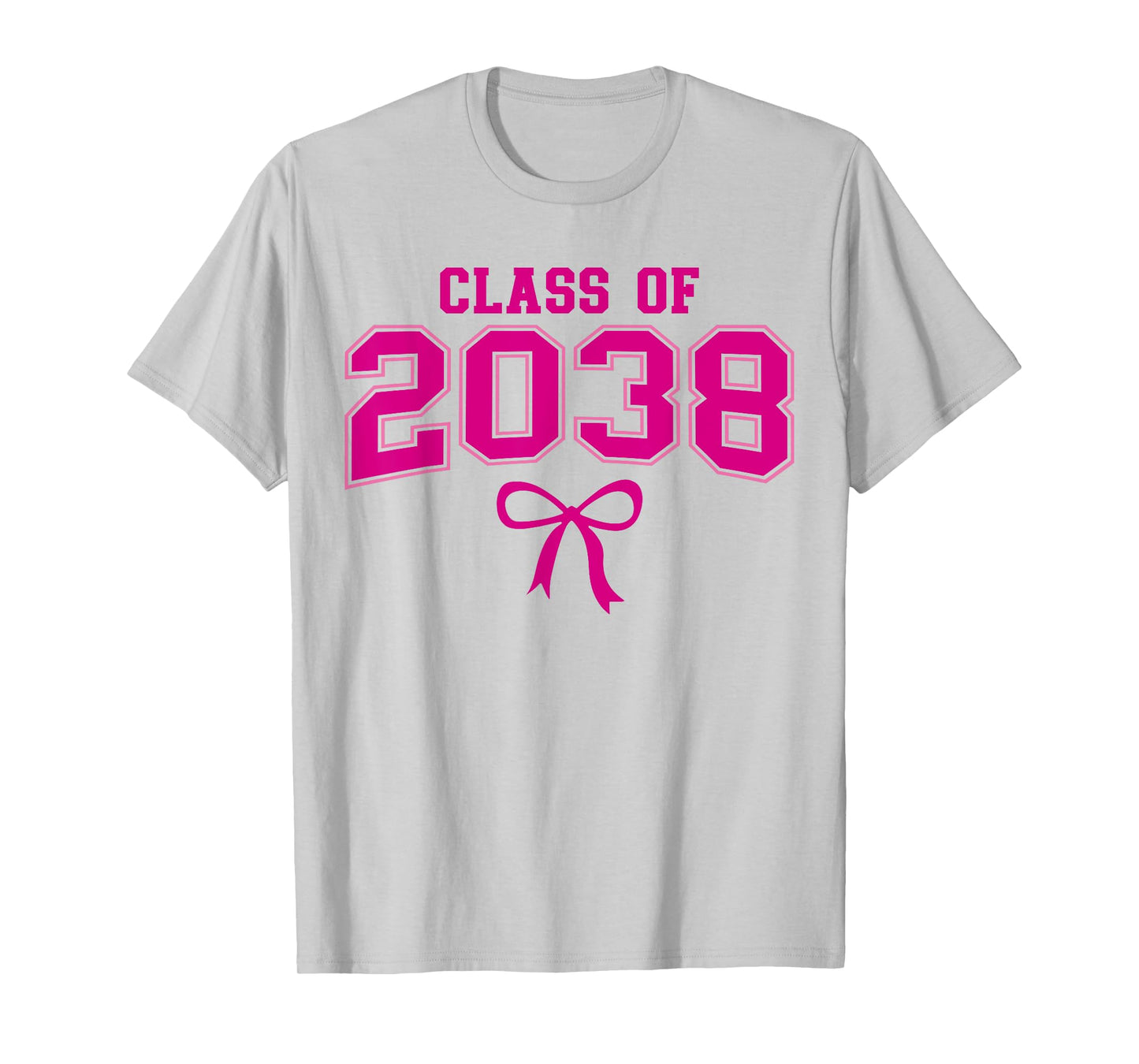 Class of 2038 Grow With Me Kindergarten Pink Coquette Bow T-Shirt