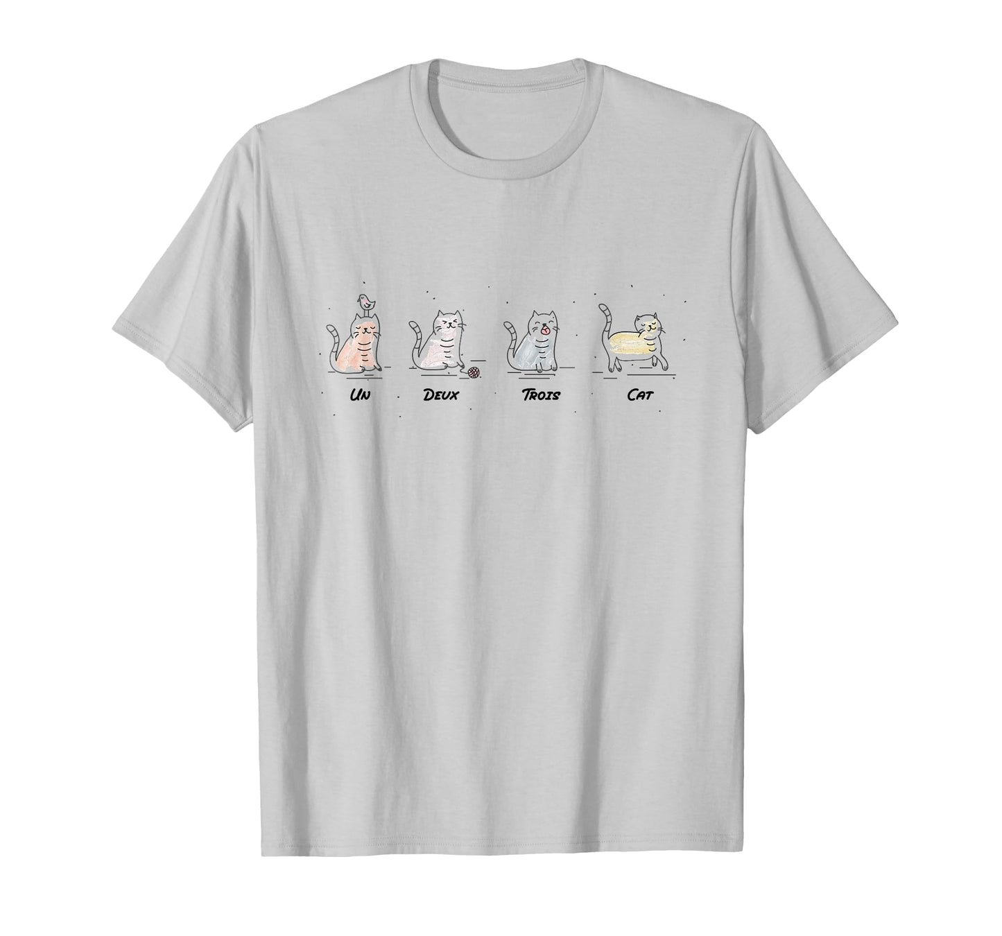 Un Deux Trois Cat Cute Funny French Pun Counting Men Women Girls Kids T-Shirt