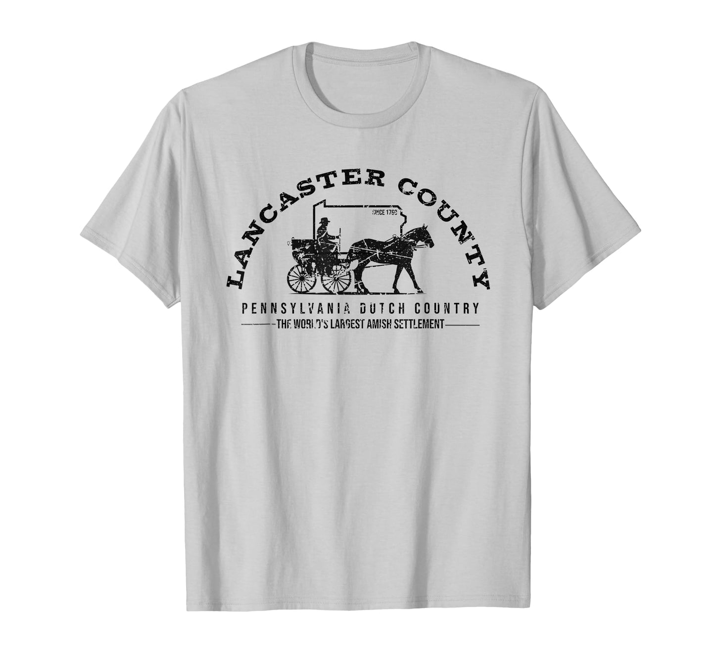 Honor the Amish Tees & Apparel Unisex-Amish Themed Retro Vintage Crew Neck Grey T-Shirt - Small
