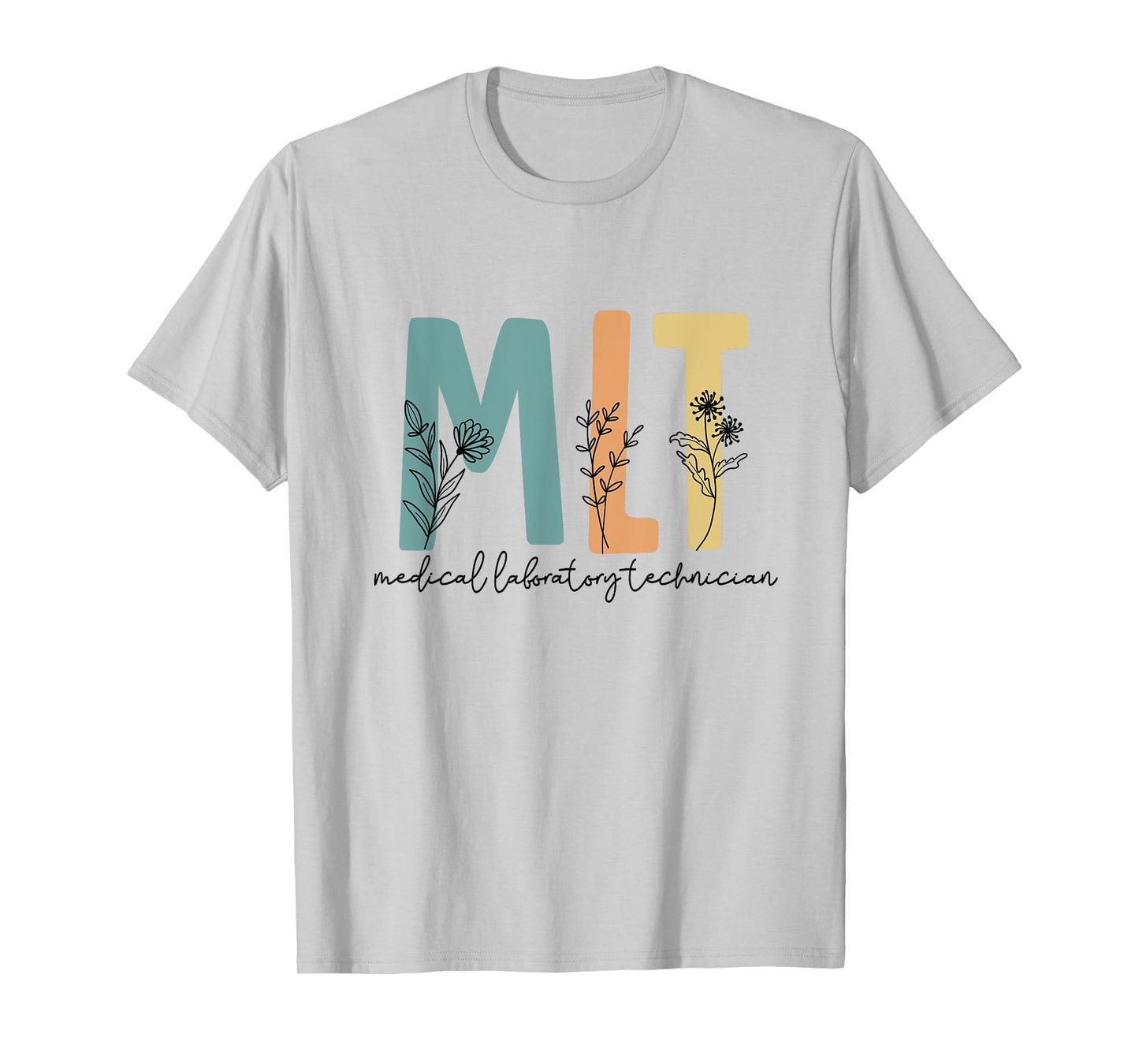 Retro Wildflower MLT Medical Laboratory Technician Scrub T-Shirt