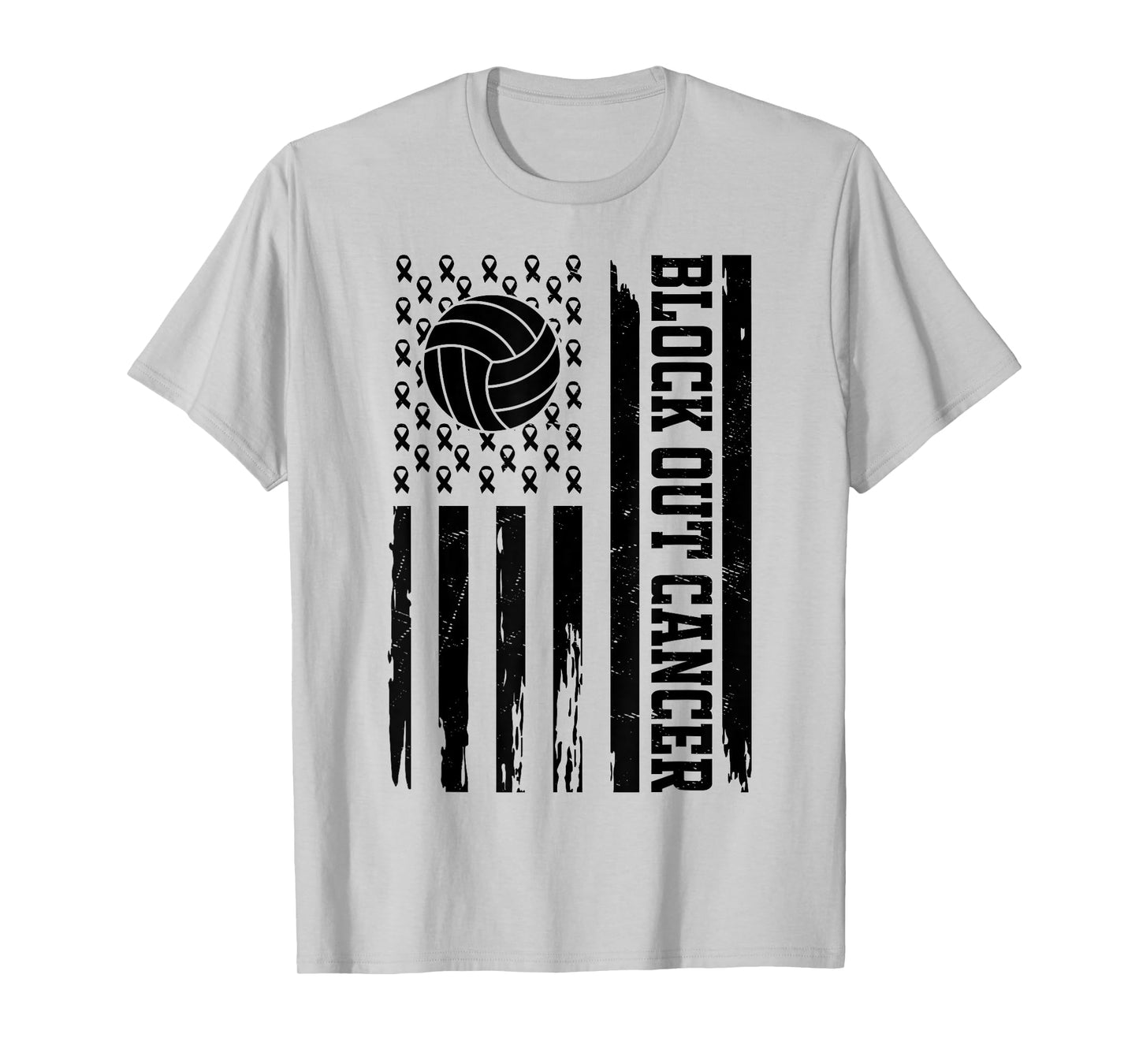 Volleyball Breast Cancer Awareness Block Out Cancer T-Shirt