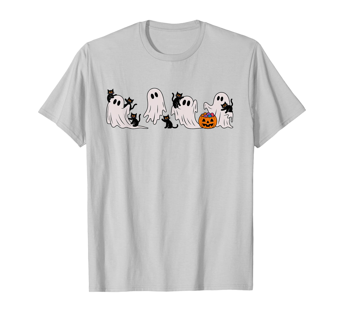 Cute Ghost Cat Halloween - Adorable Spooky Black Cat Costume T-Shirt