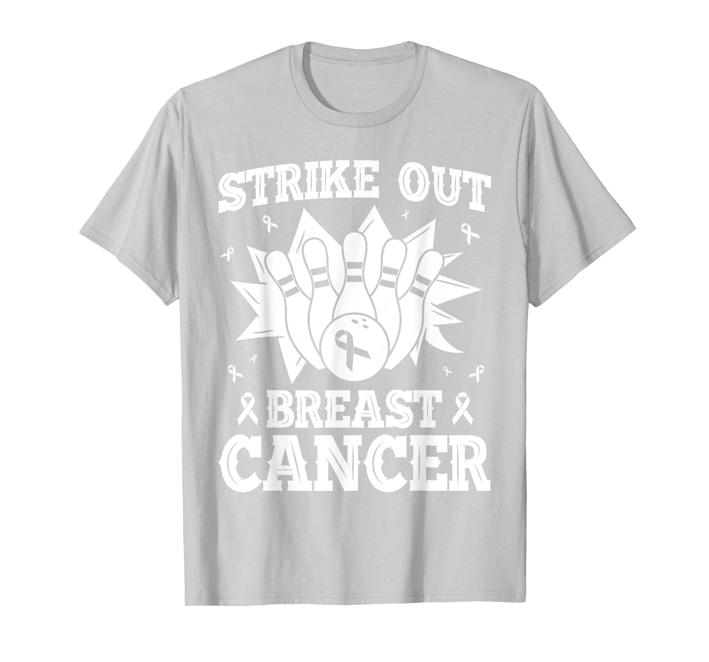 Strike Out Bowling Pink Ribbon Breast Cancer Awareness T-Shirt