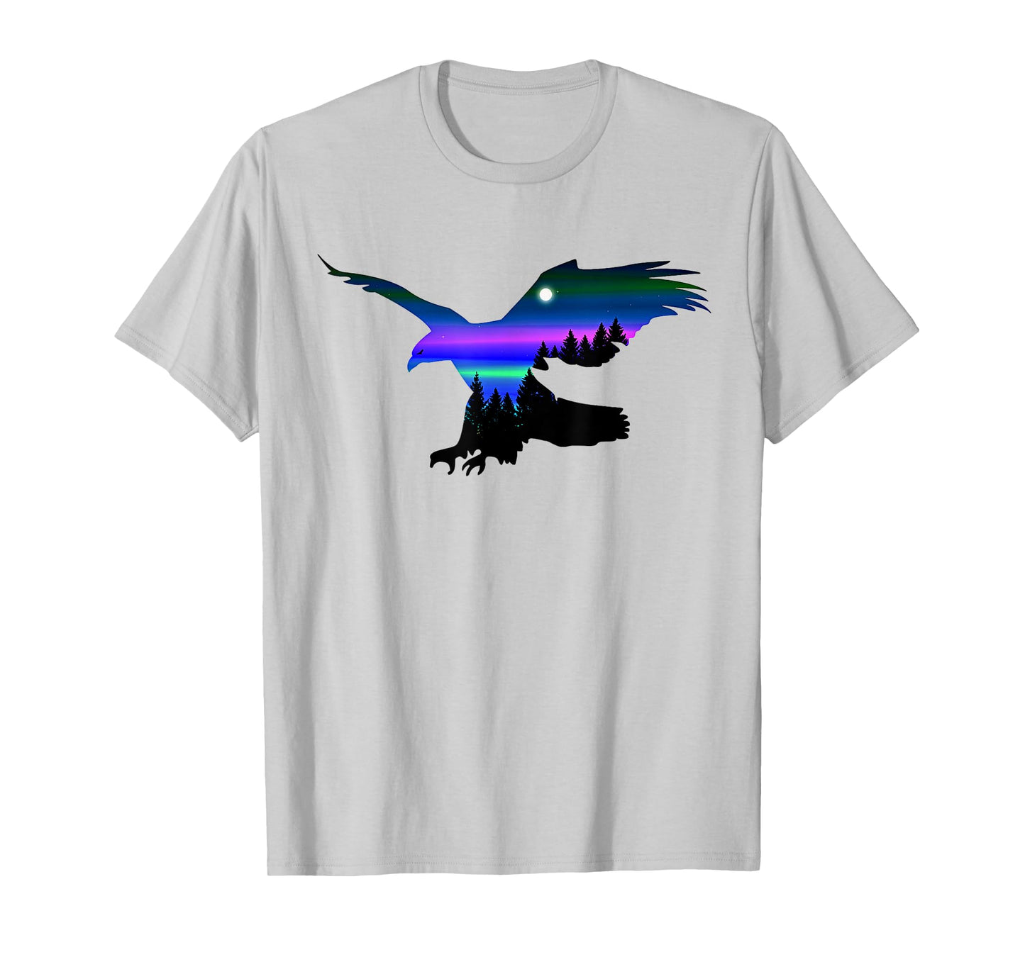Beautiful Flying Eagle Aurora Sky Silhouette T-Shirt