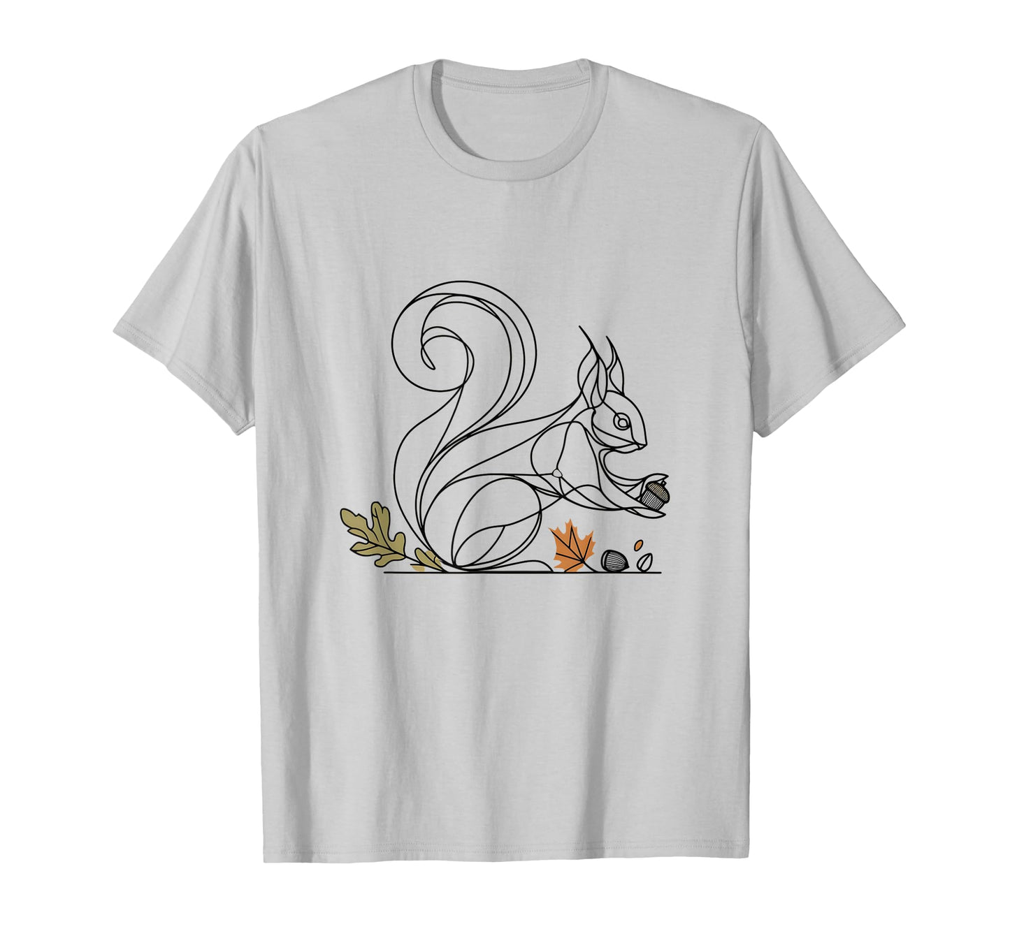 BioGeometry Autumn Squirrel Line with Acorns and Leaves T-Shirt