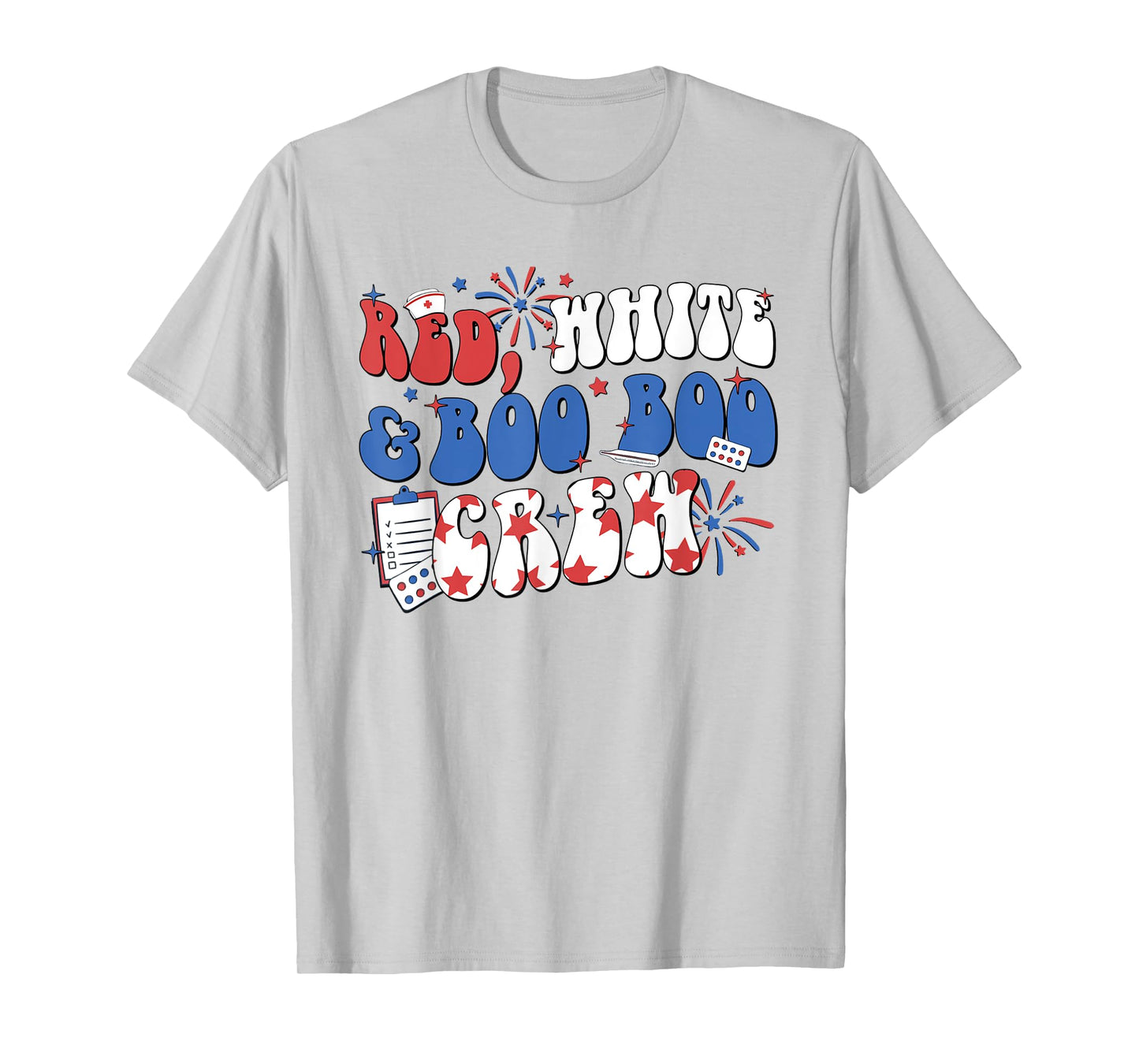 Retro Red White Boo Boo Crew 4th Of July Nurse Otho Tech T-Shirt for Women Men