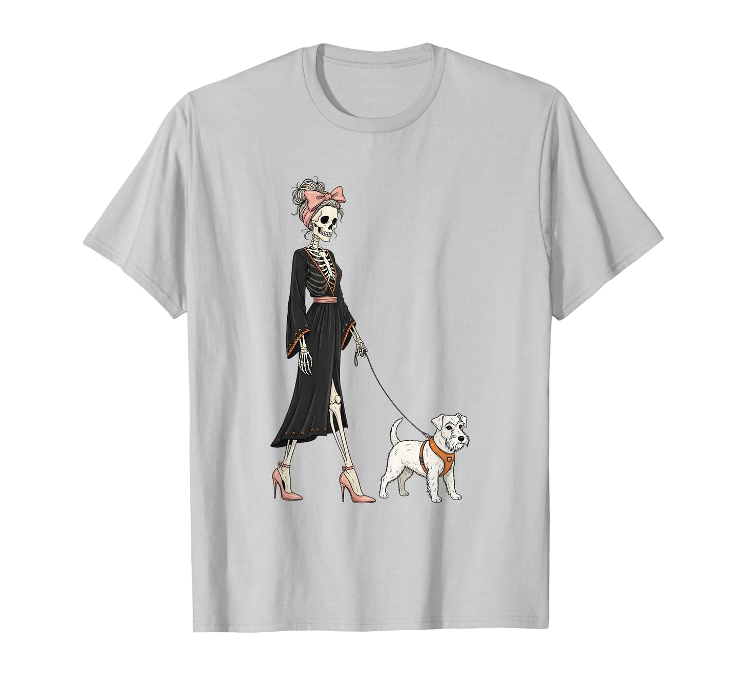 Skeleton Sealyham Terrier Dog Walking Halloween Women T-Shirt