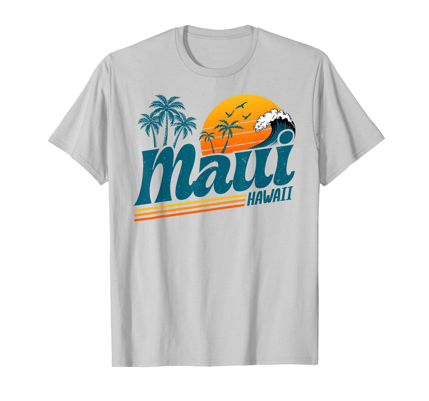 Retro Maui Hawaii Hawaiian Island Palm Tree Beach Vacation T-Shirt