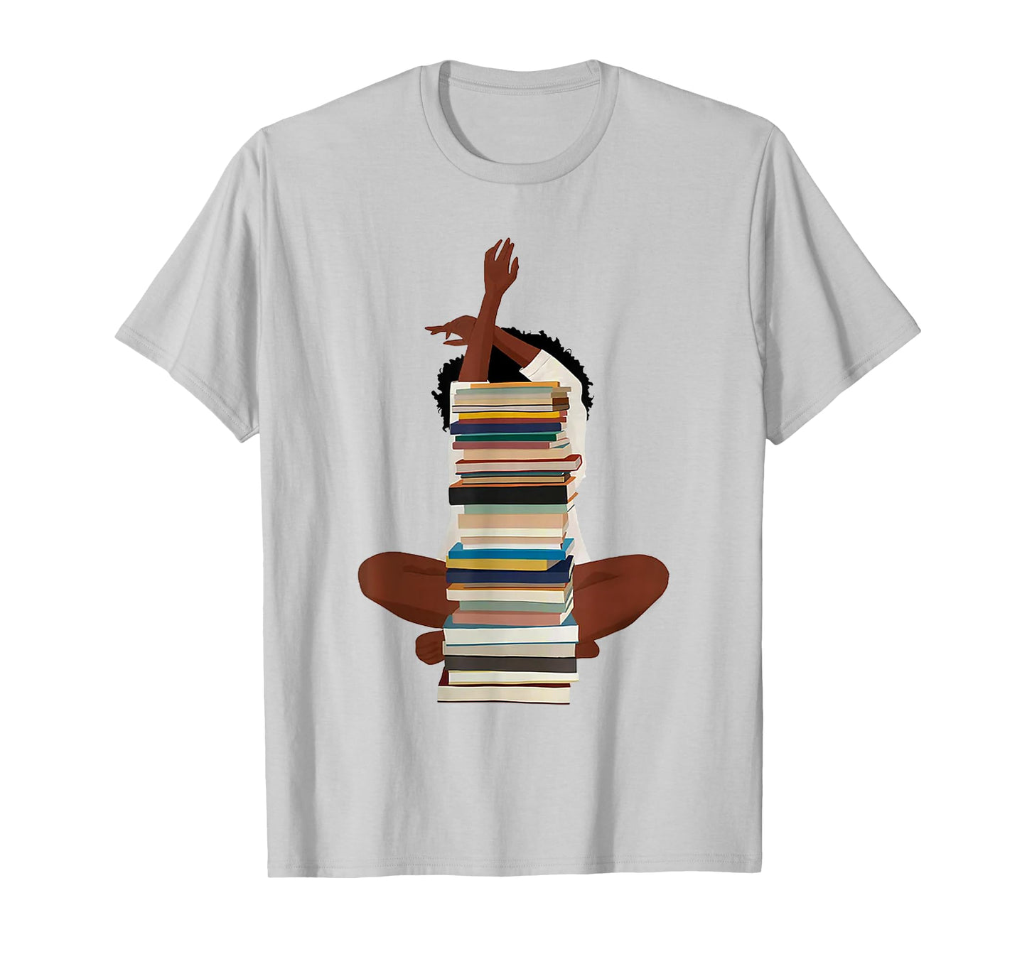 Black Woman And Books Stack - Afro Girl Reading Lover T-Shirt