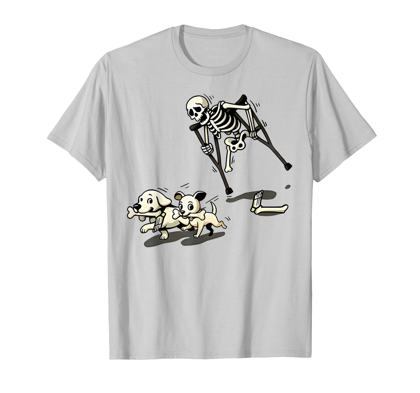 Funny Skeleton Chasing Dog Halloween Dog Mom Pet Lover T-Shirt