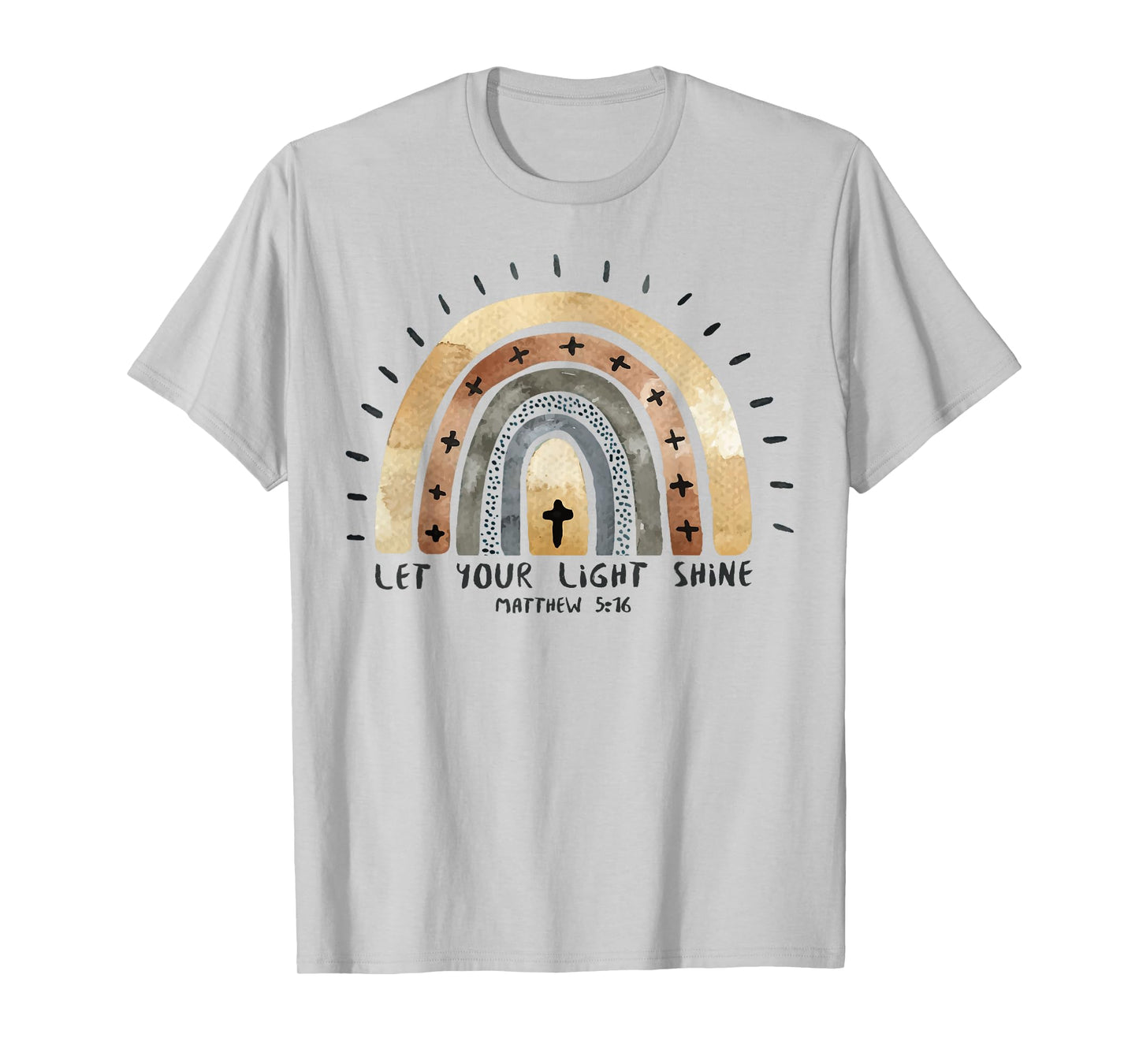 Trendy Christian Rainbow Tee Saying Let Your Light Shine T-Shirt