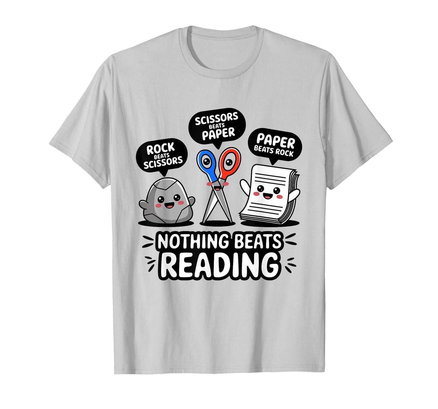 Nothing Beats Reading Rock Paper Scissors Funny Book Lover T-Shirt