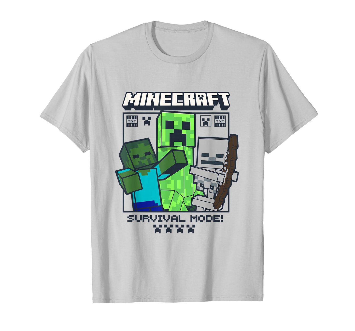 Minecraft Creeper Zombie Skeleton Survival Mode T-Shirt