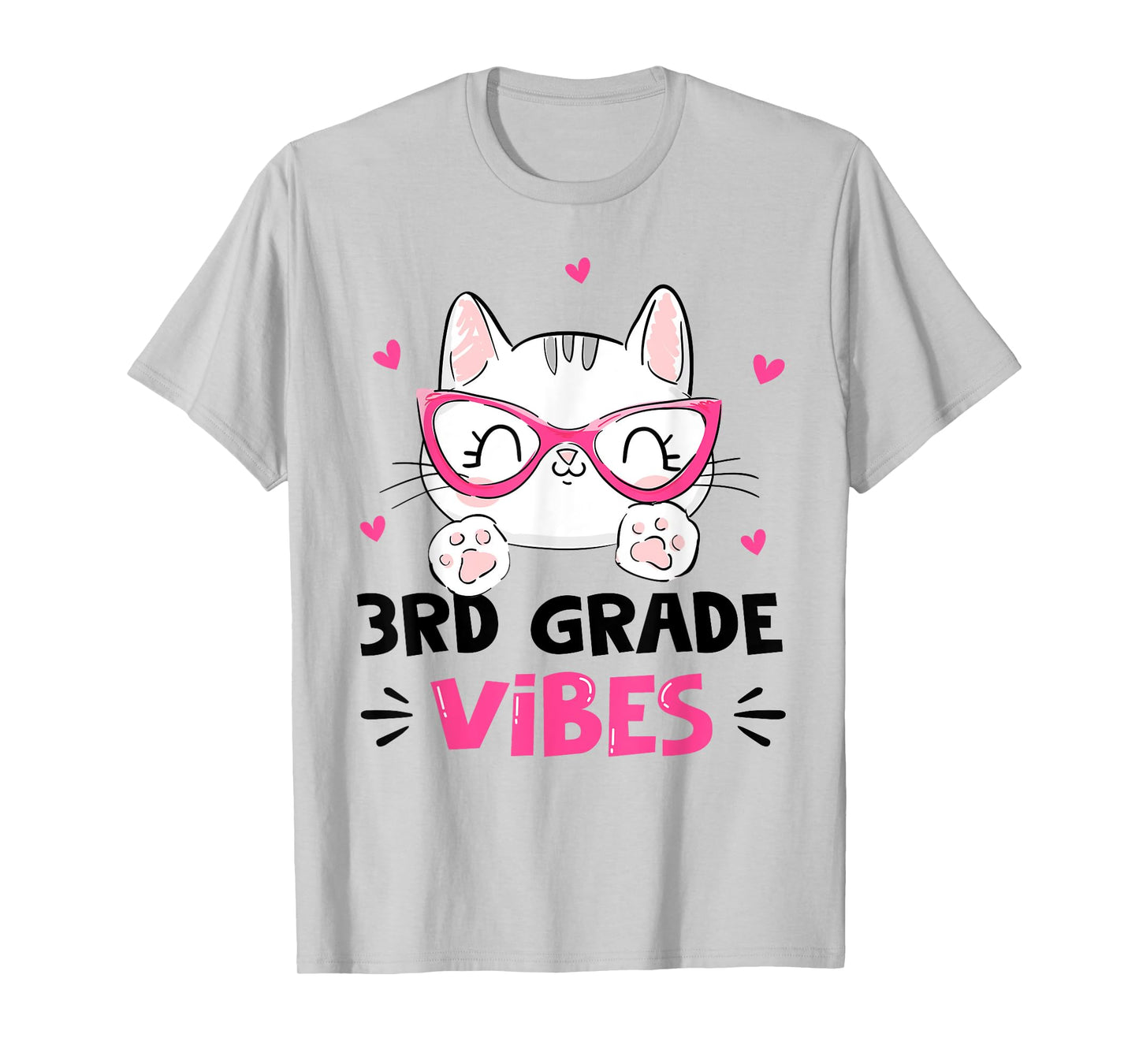 Third 3rd Grade Vibes Back to School Cute Cat Cute For Girls T-Shirt