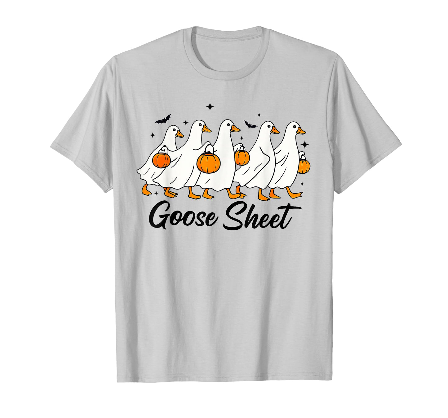 Fun Goose Sheet Ghost Pumpkin Autumn Halloween Spooky Season T-Shirt