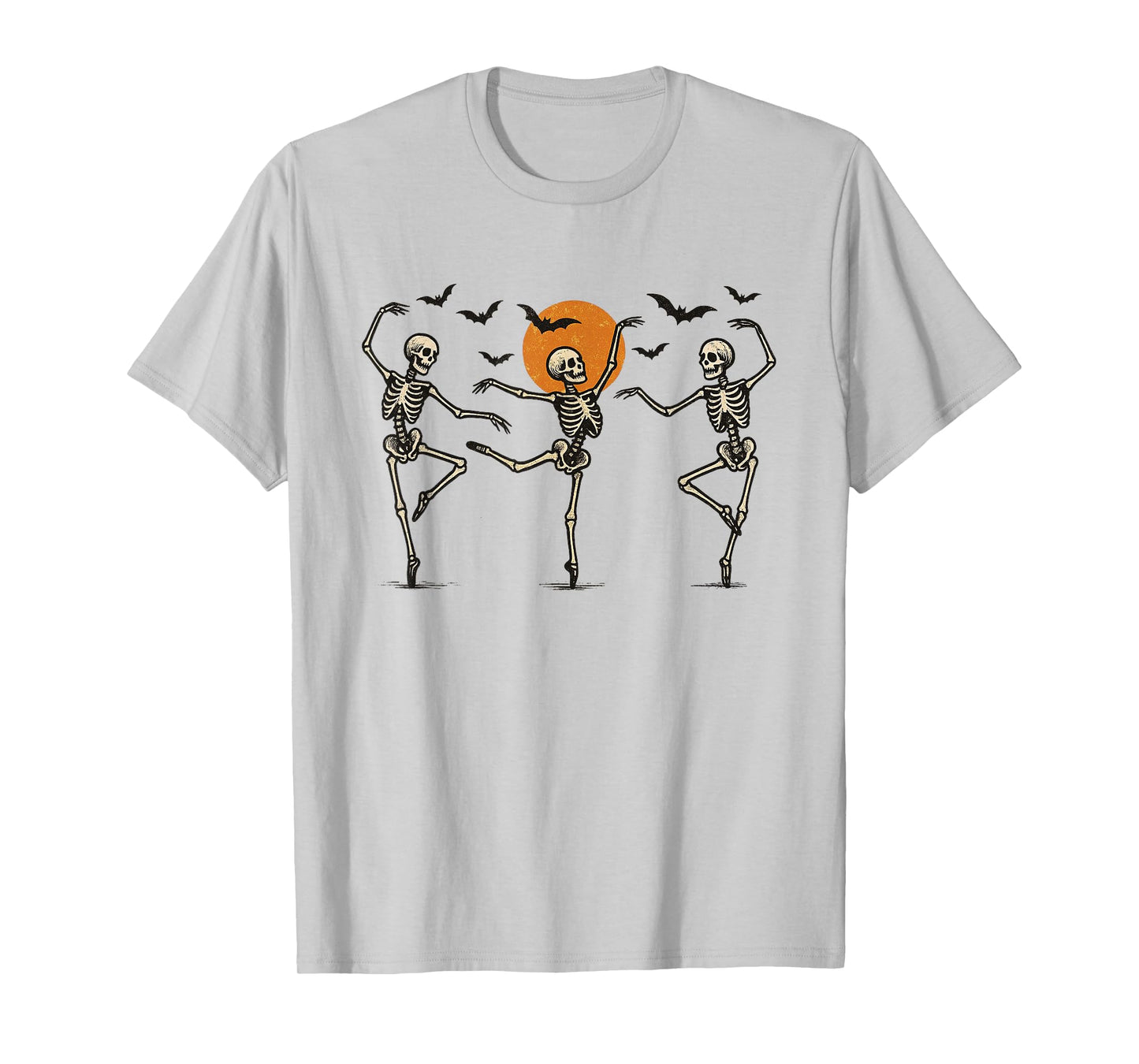 Dancing Skeleton Ballet Halloween Funny Spooky Bat Moon Fun T-Shirt