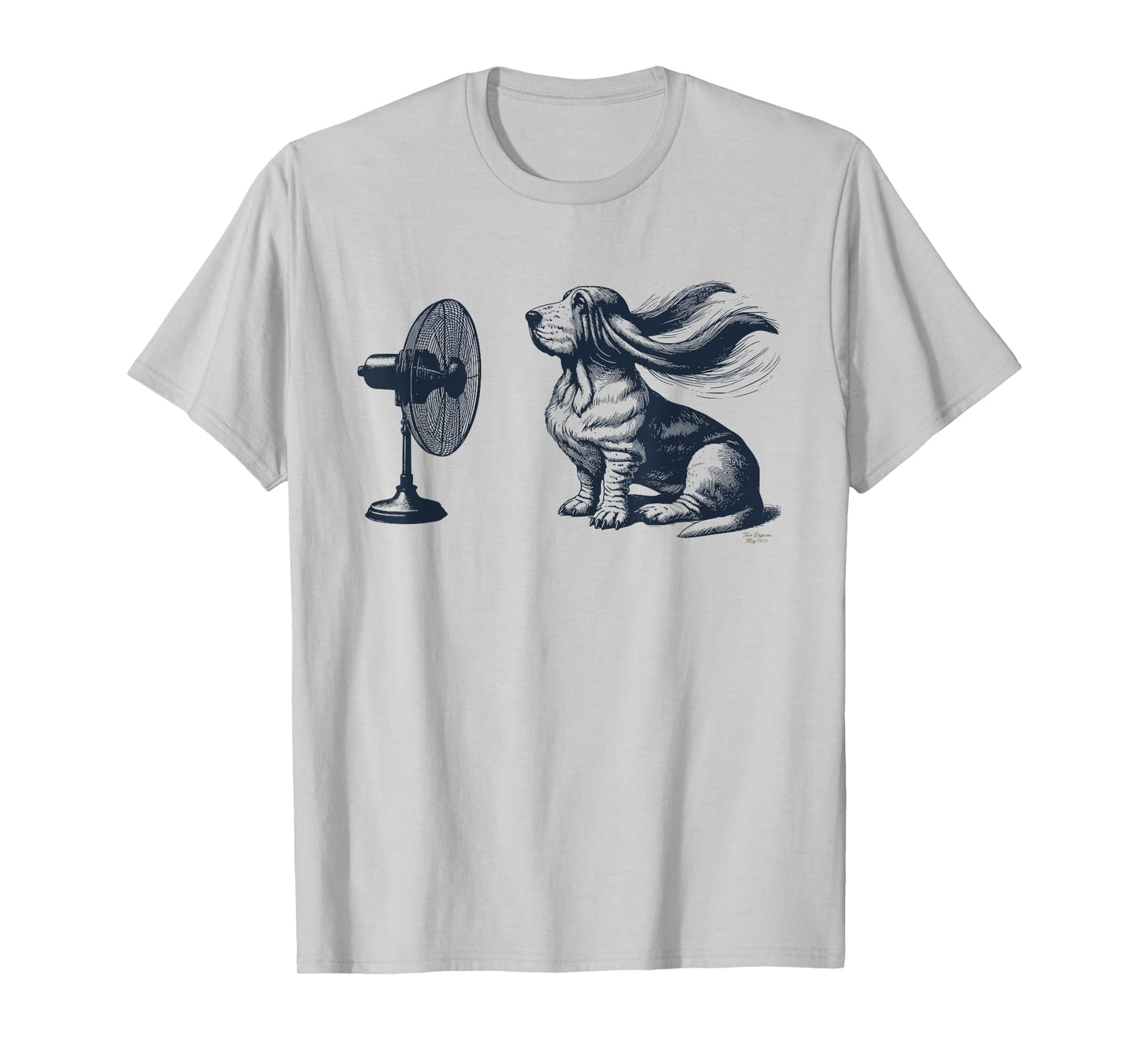 Basset Hound Fan Club Funny Dog Blown by Breeze Design T-Shirt