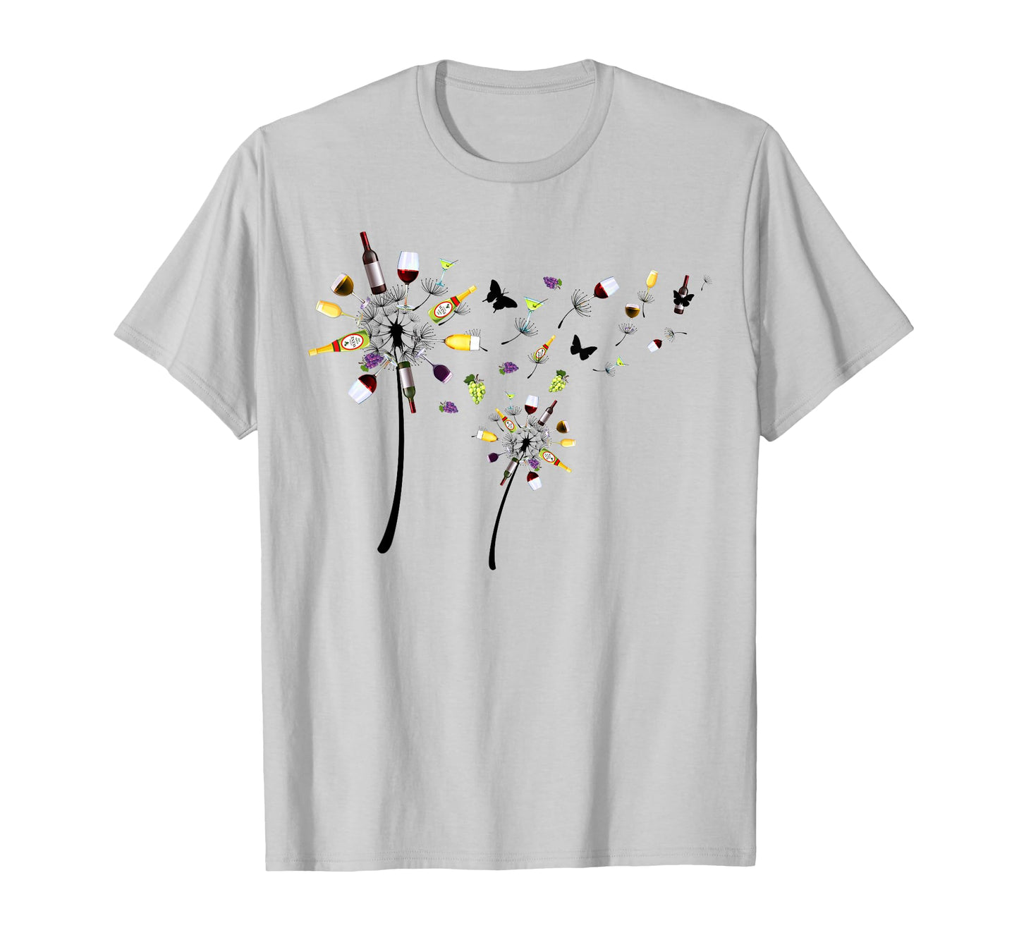 Funny Dandelion Flowers Wine Glasses Bottles Drinkers Team T-Shirt