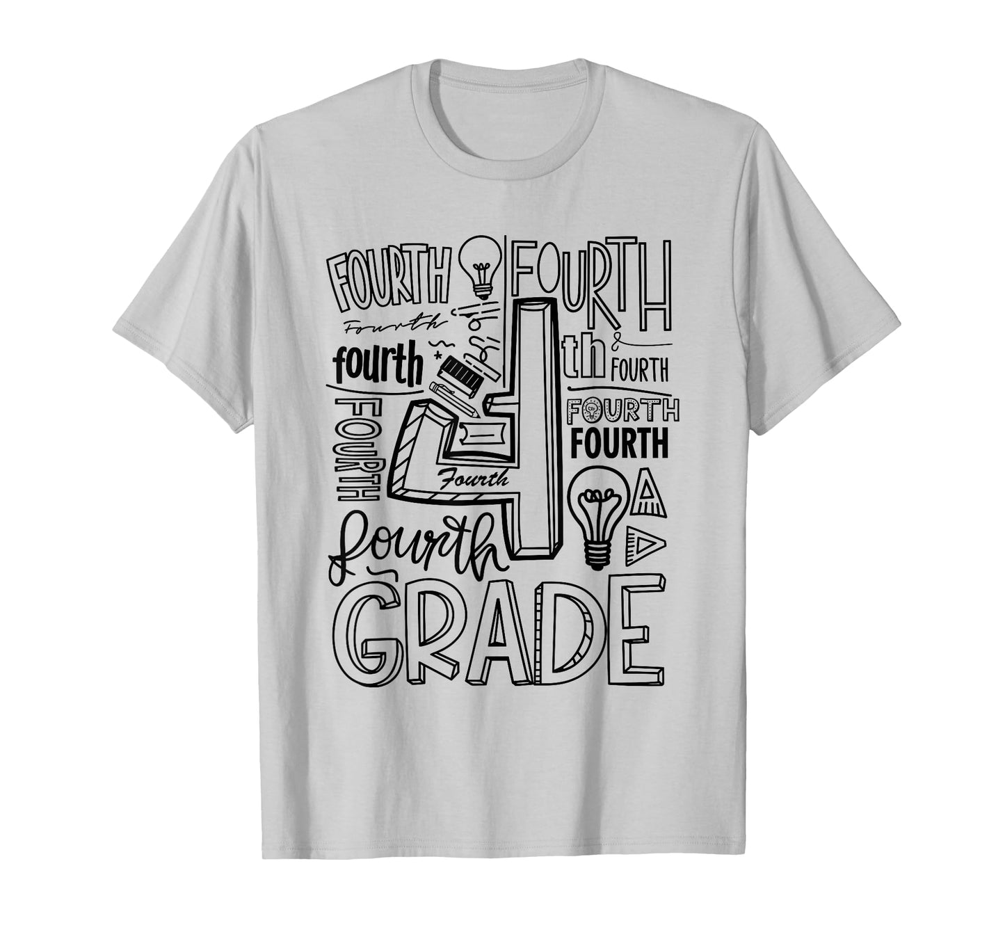 Fourth 4th Grade Typography Back To School T-Shirt