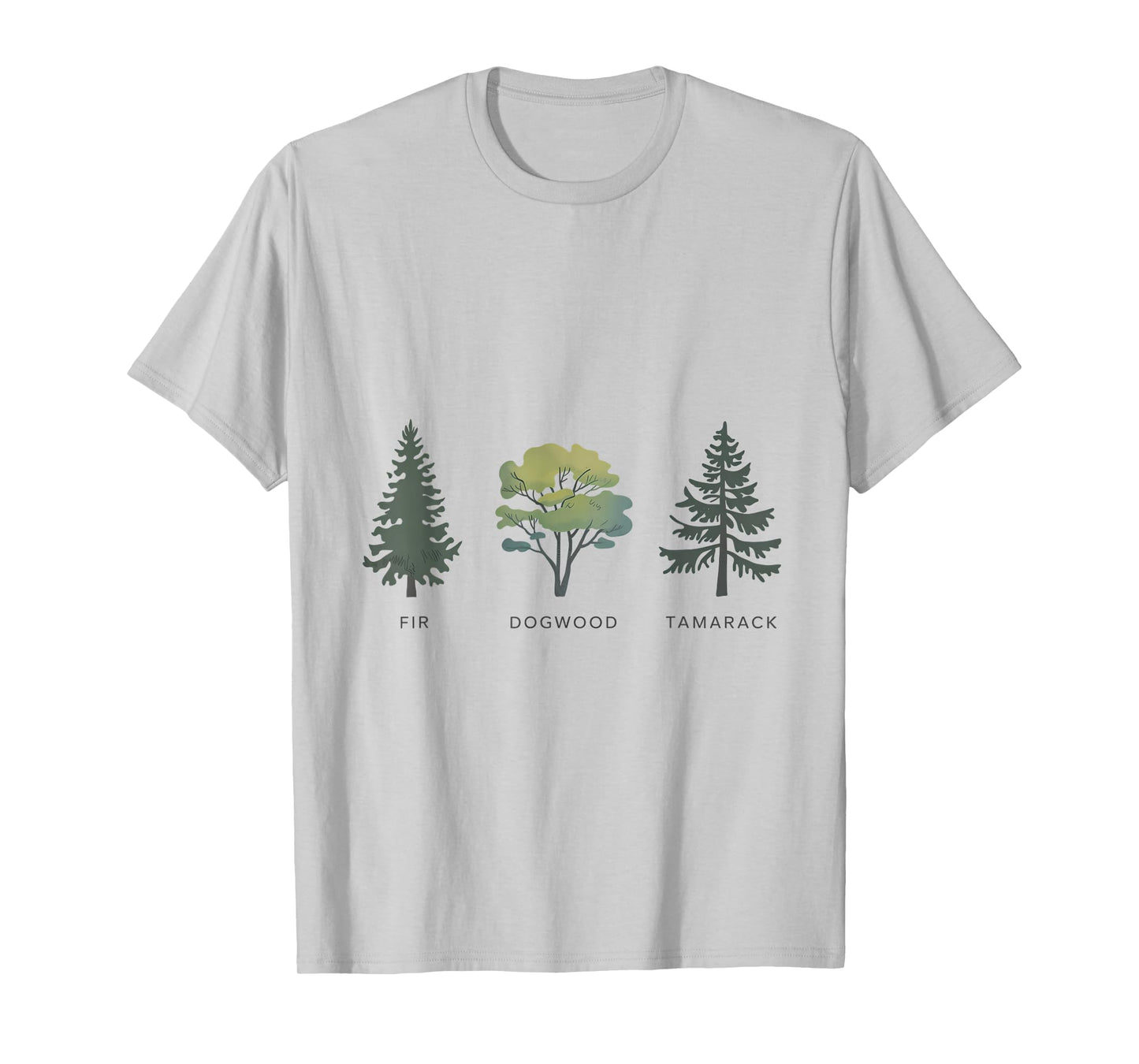 Fir Dogwood Tamarack Tree Silhouettes Nature Art T-Shirt