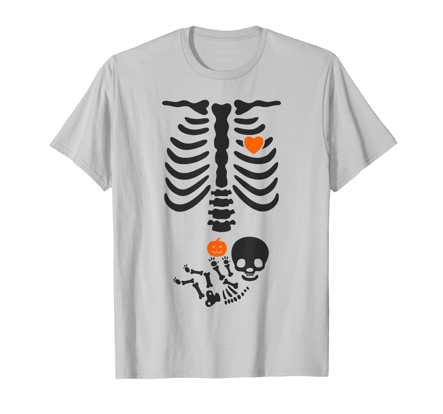 Halloween Skeleton Baby Rib Cage Pregnant Pumpkin New Mom T-Shirt