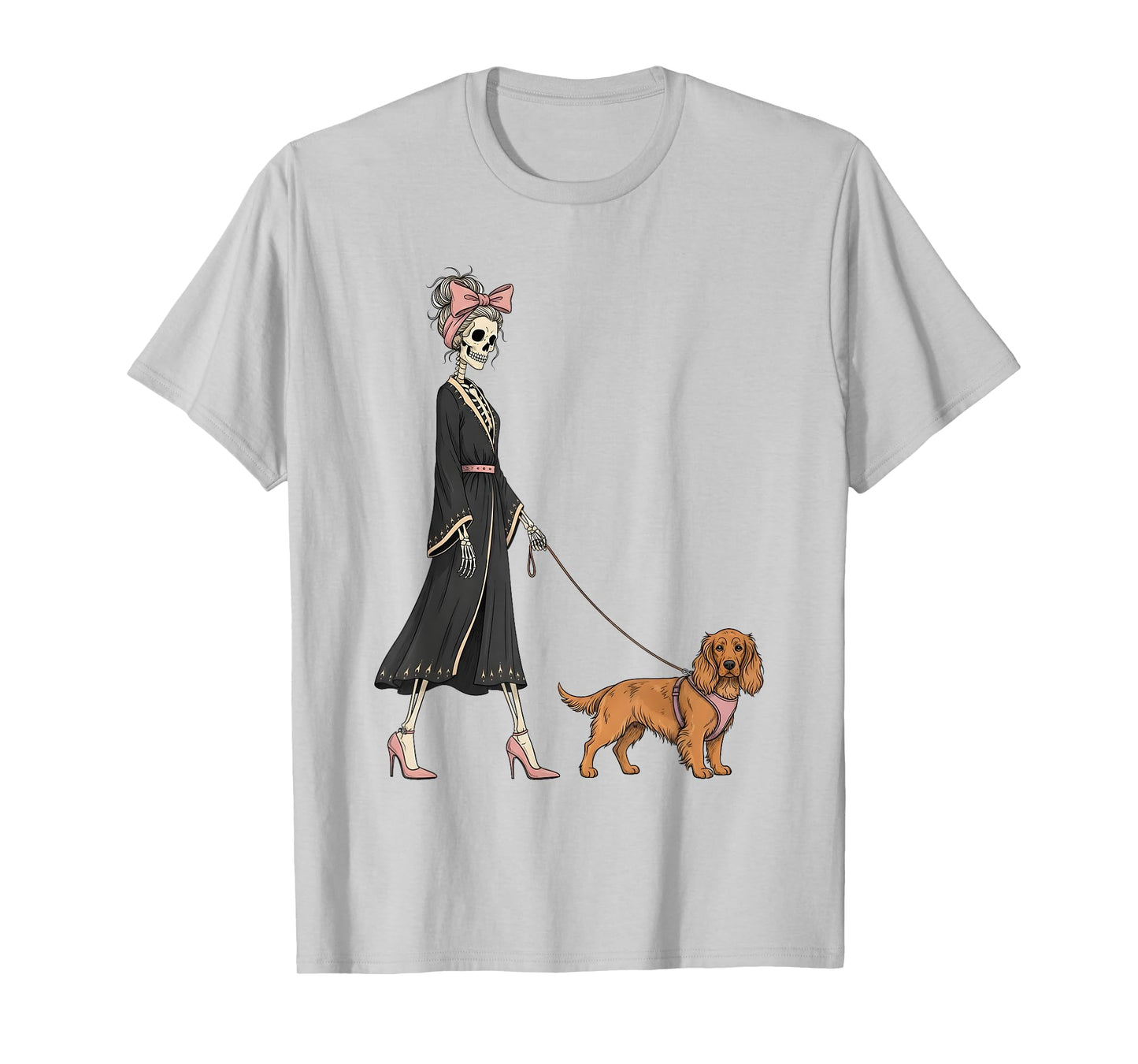 Skeleton Sussex Spaniel Dog Walking Halloween Women T-Shirt