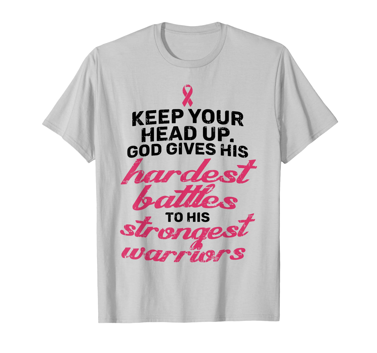Breast Cancer Awareness Shirt Pink Ribbon Keep Your Head Up T-Shirt