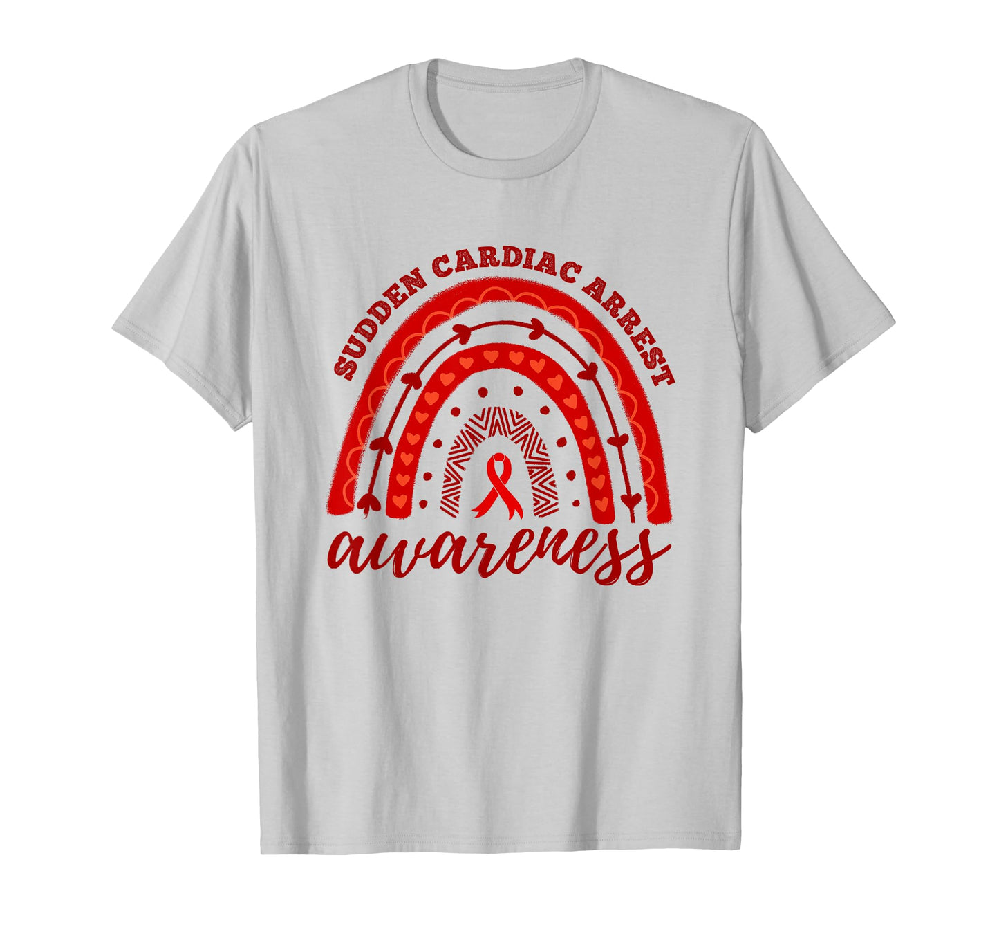 Rainbow Red Ribbon Sudden Cardiac Arrest Awareness T-Shirt