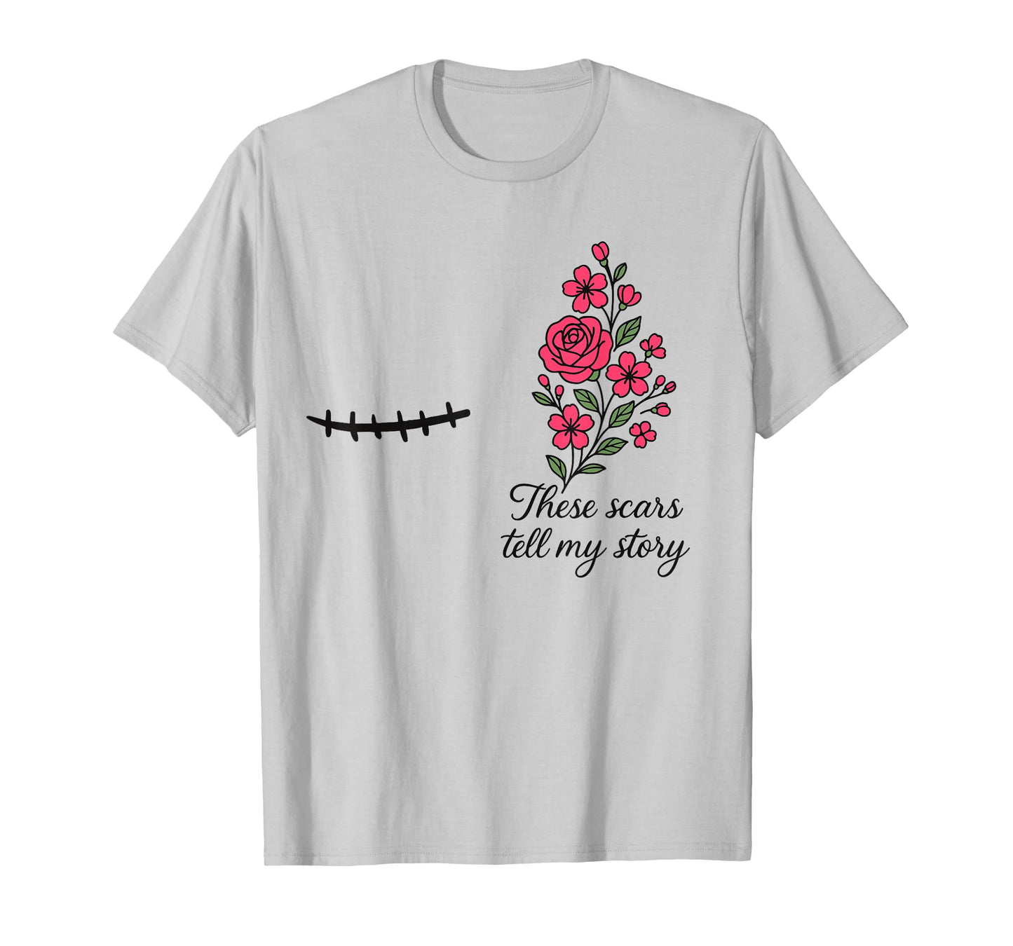 Floral Breast Cancer Awareness Right Mastectomy Survivor T-Shirt