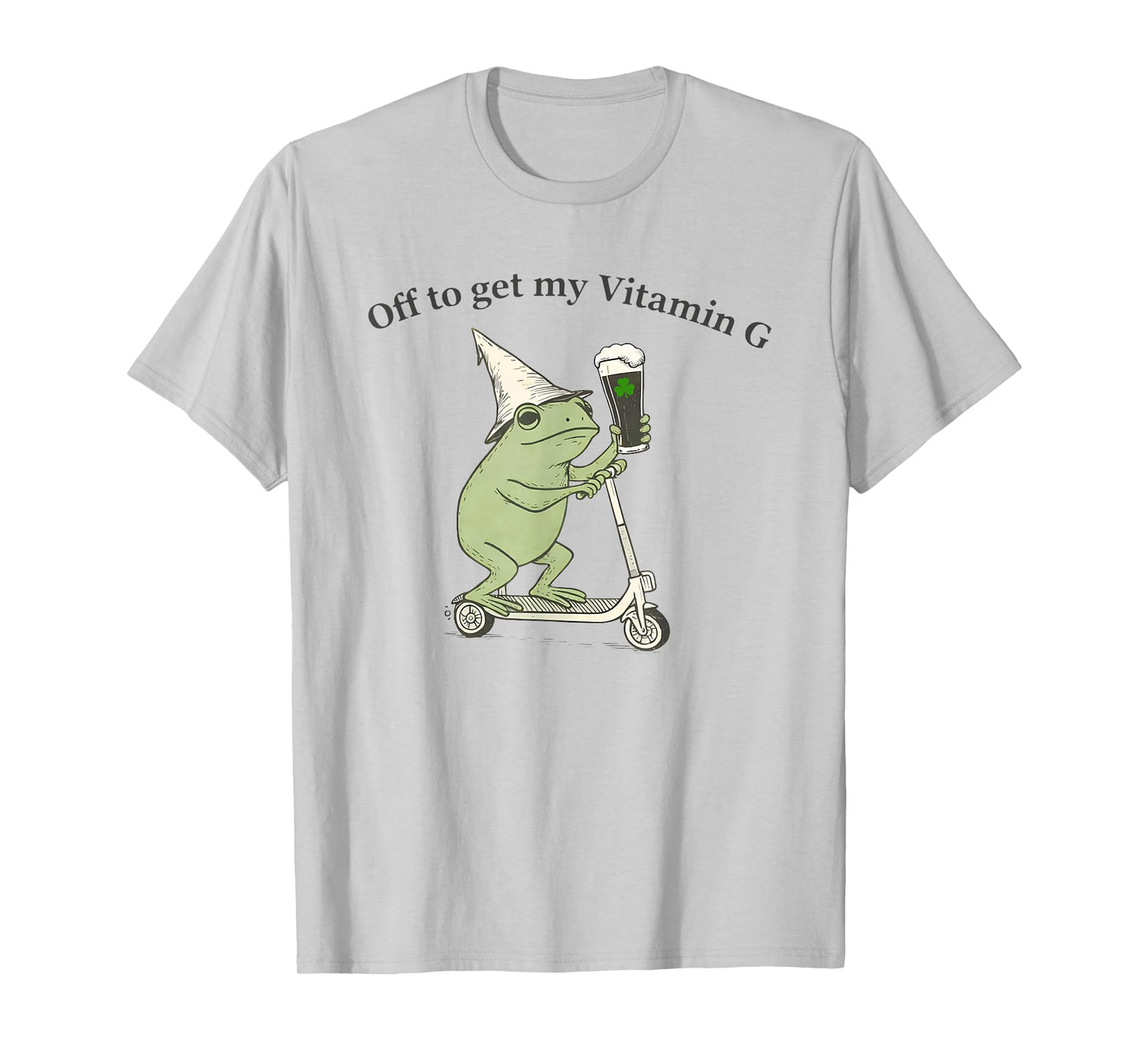 Funny St Patrick's Day Beer Frog Off to Get My Vitamin G T-Shirt - T-Shirt | Ash
