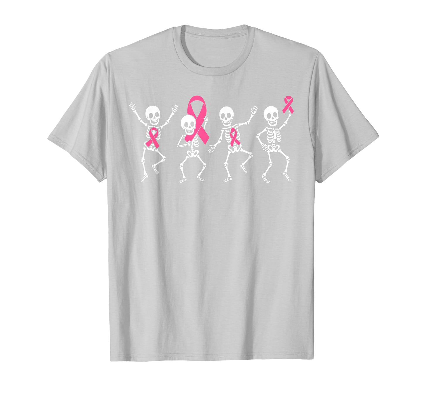 Pink Ribbon Breast Cancer Awareness Skeleton Boys Men Kids T-Shirt