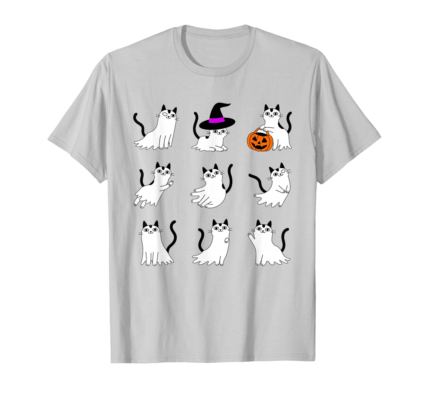 Cute Ghost Cat Funny Halloween Outfit Costumes Black Cat T-Shirt