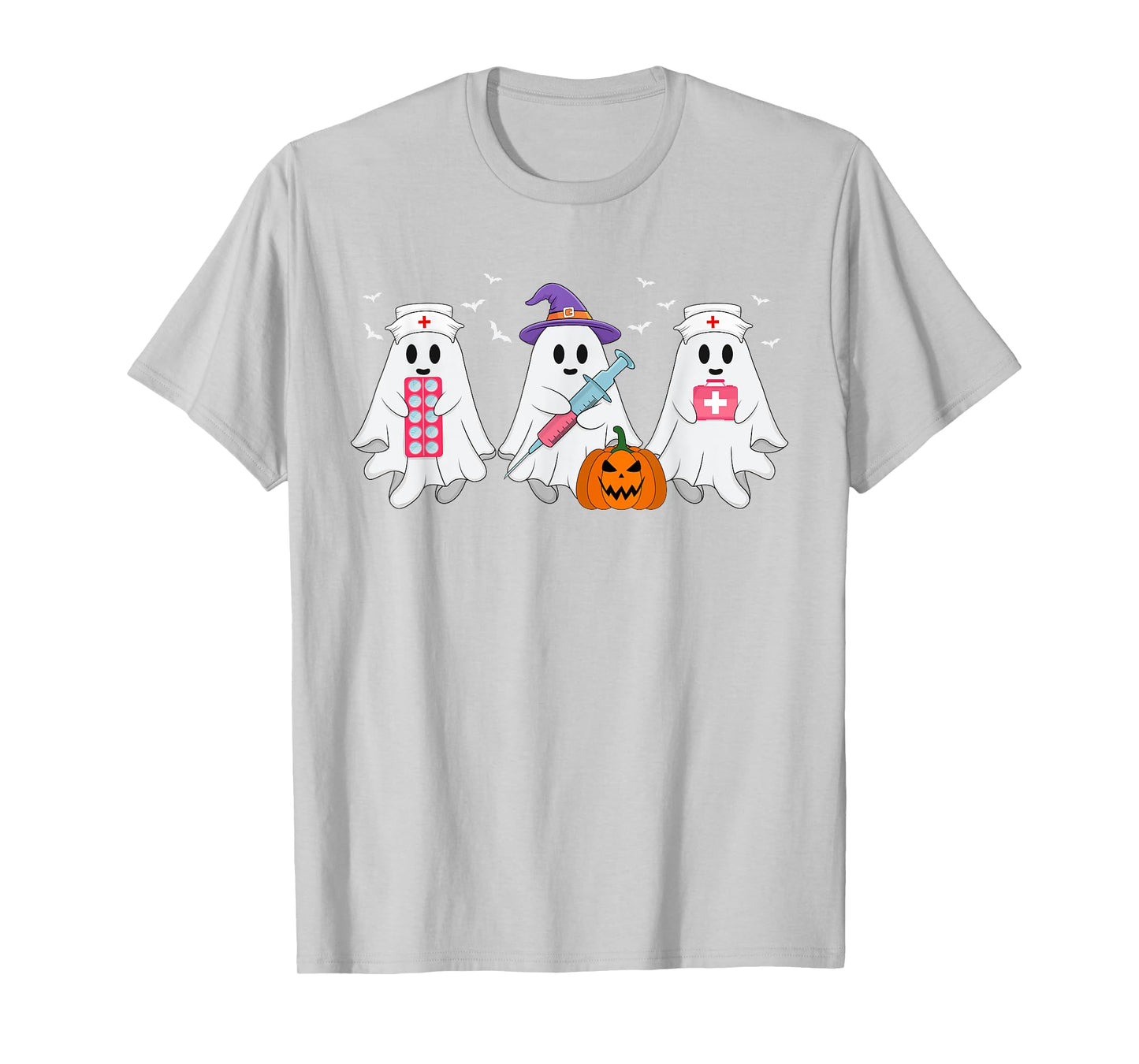 Boo Ghost Nurse Halloween Costume Nursing Scrub Top Women T-Shirt