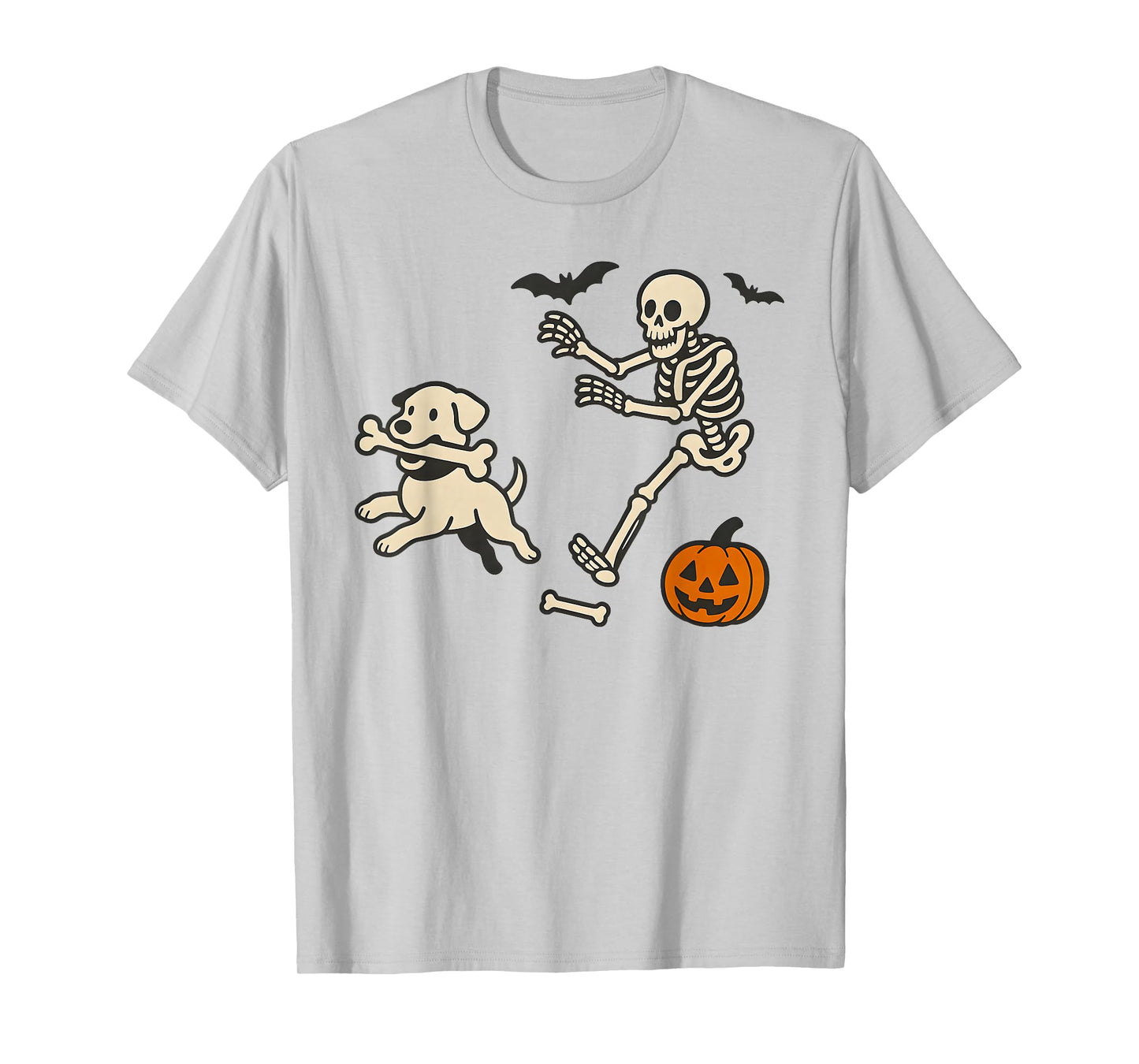 Funny Skeleton Halloween Dog Skeleton Chasing Dog Men Women T-Shirt